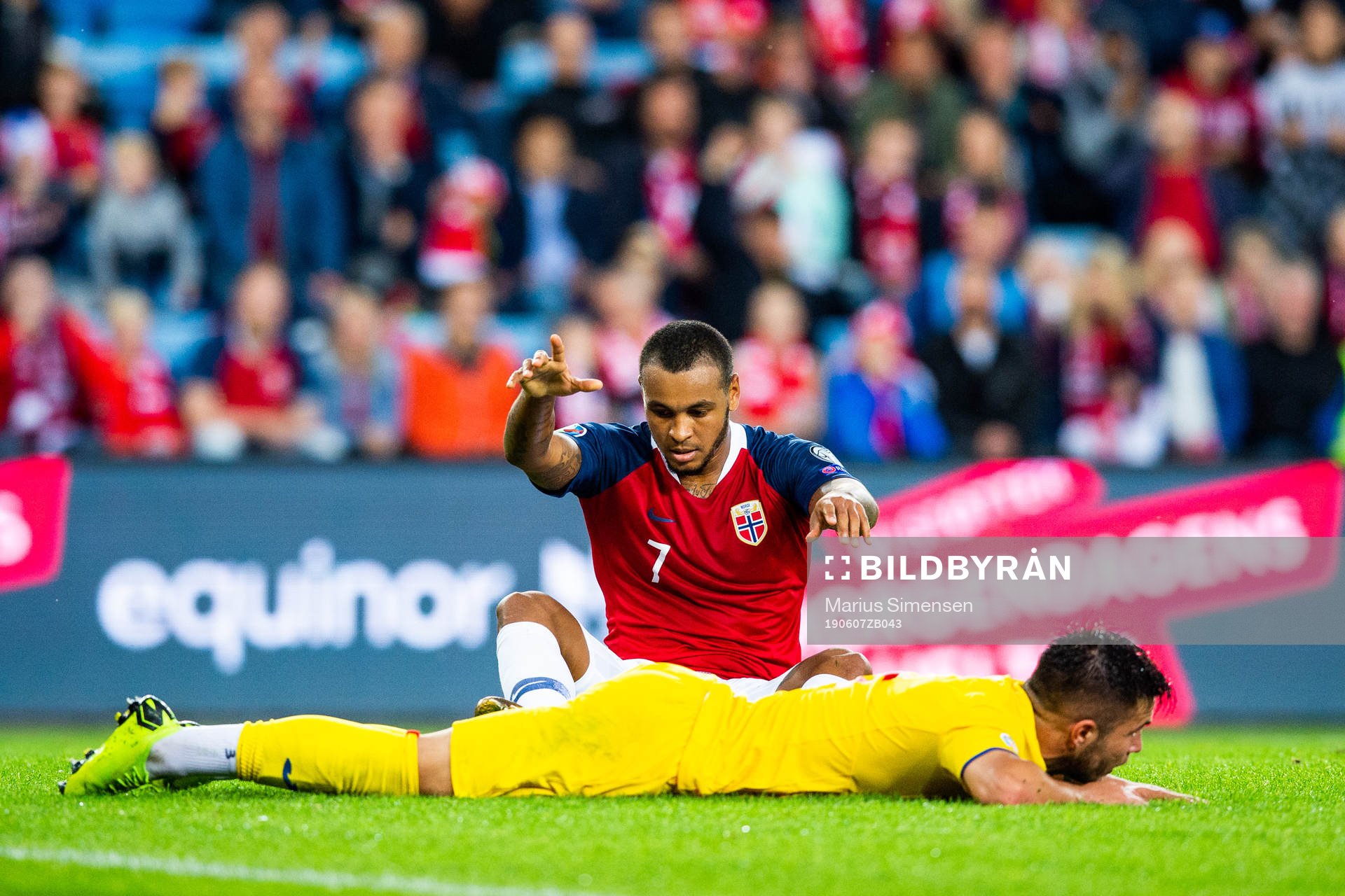 Joshua King of Norway looks dejected