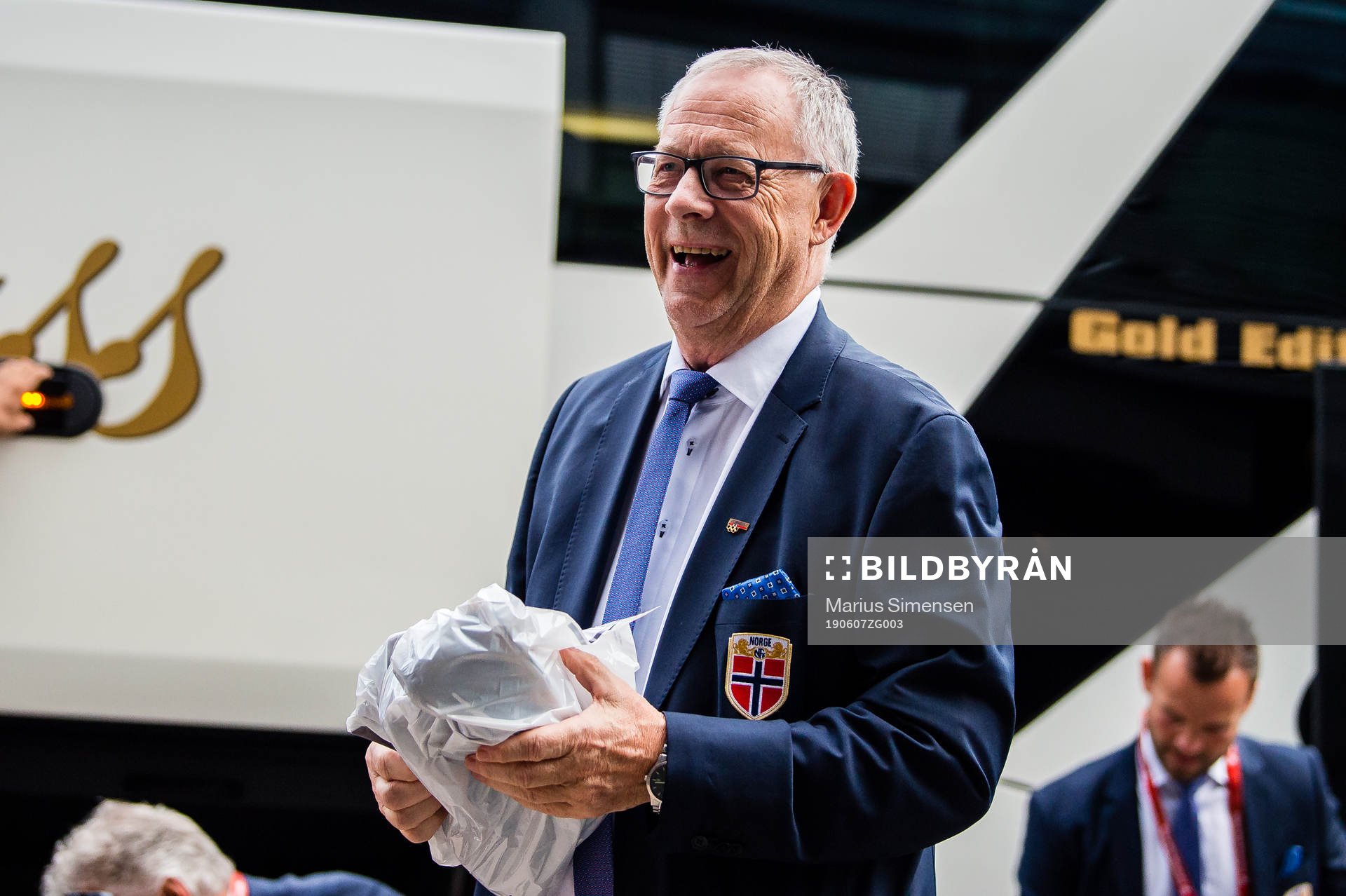 Lars Lagerbäck, head coach of Norway,  arrives