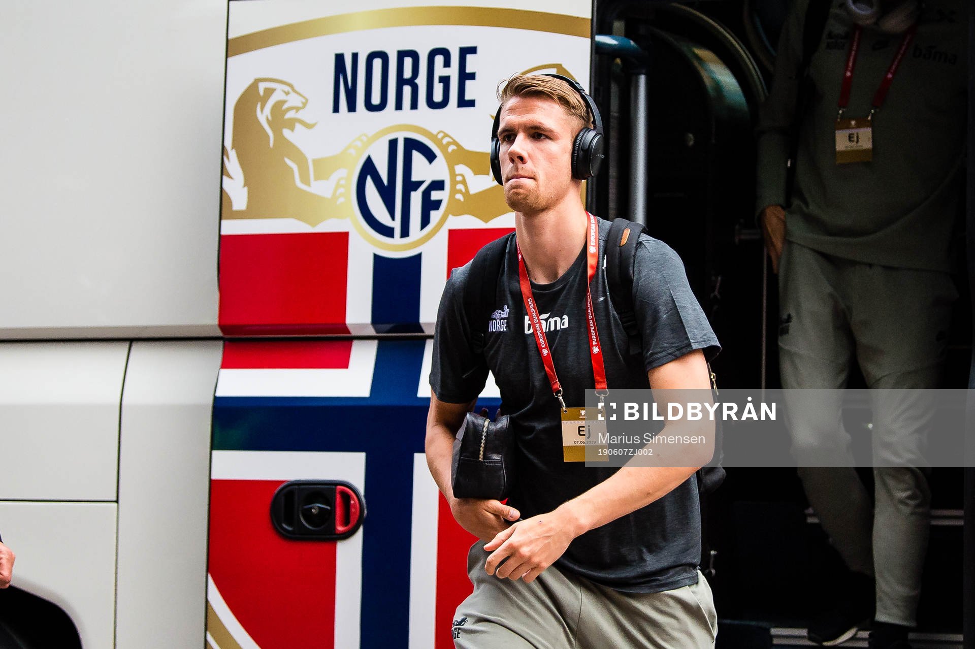 Kristoffer Ajer of Norway arrives