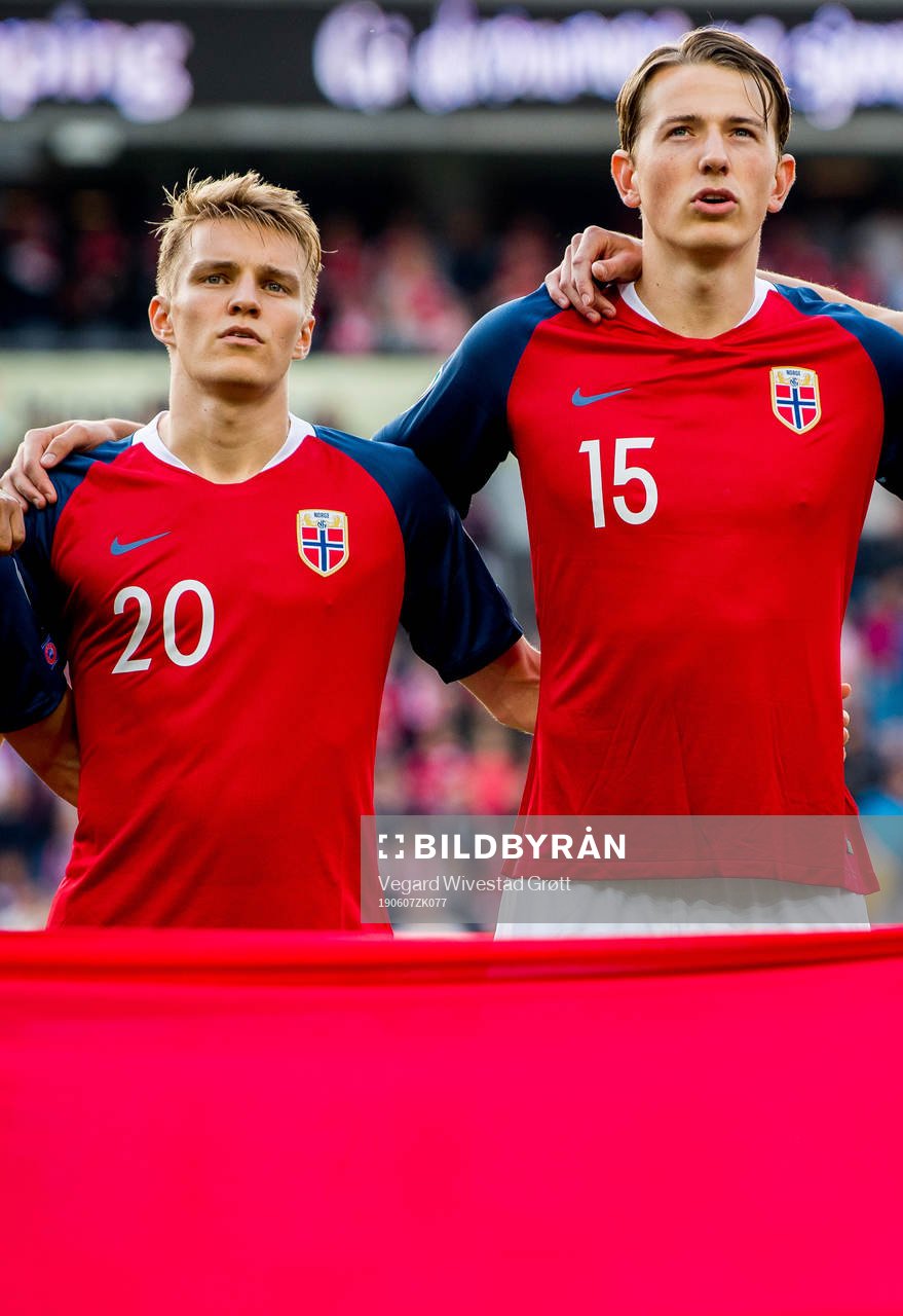 Martin Ødegaard and Sander Berge of Norway