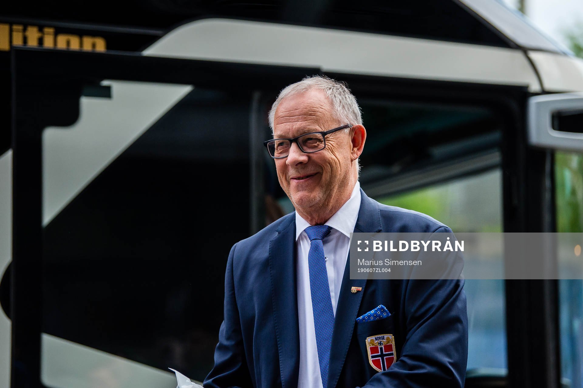 Lars Lagerbäck, head coach of Norway,  arrives