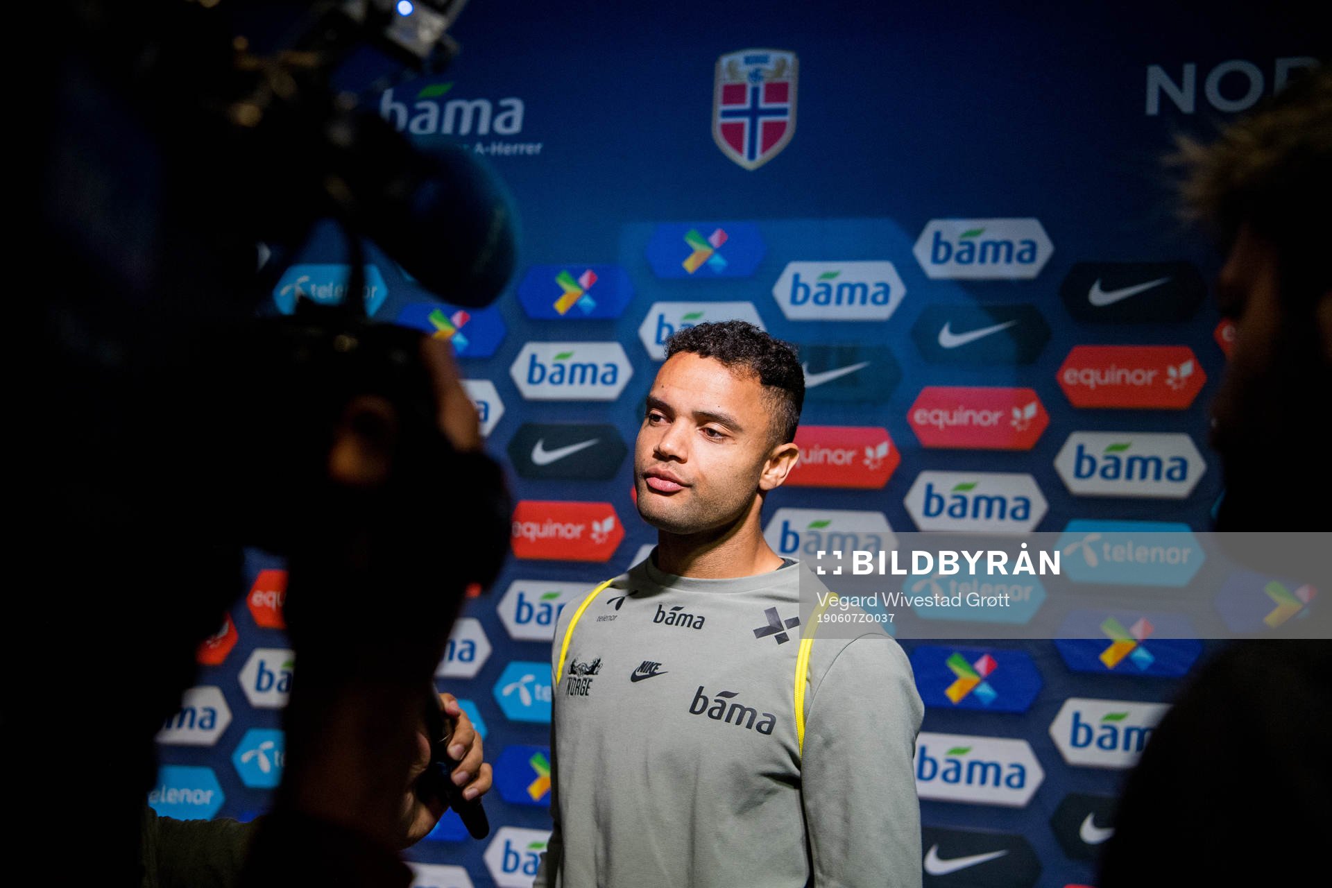 Goalkeeper Sten Grytebust of Norway in the mixed zone after the UEFA Euro Qualifier football match between Norway and Romania on June 7, 2019 in Oslo.