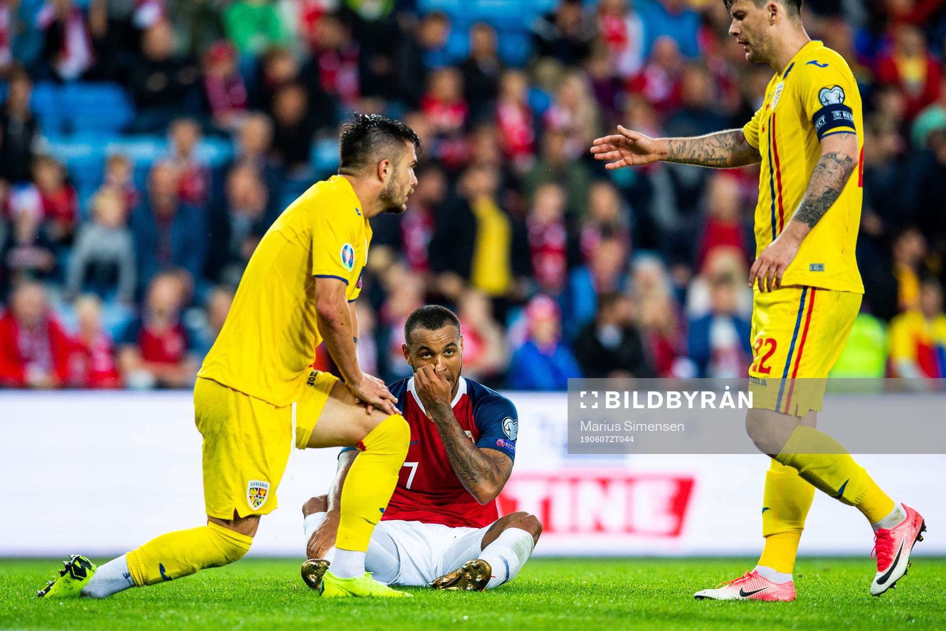 Joshua King of Norway looks dejected