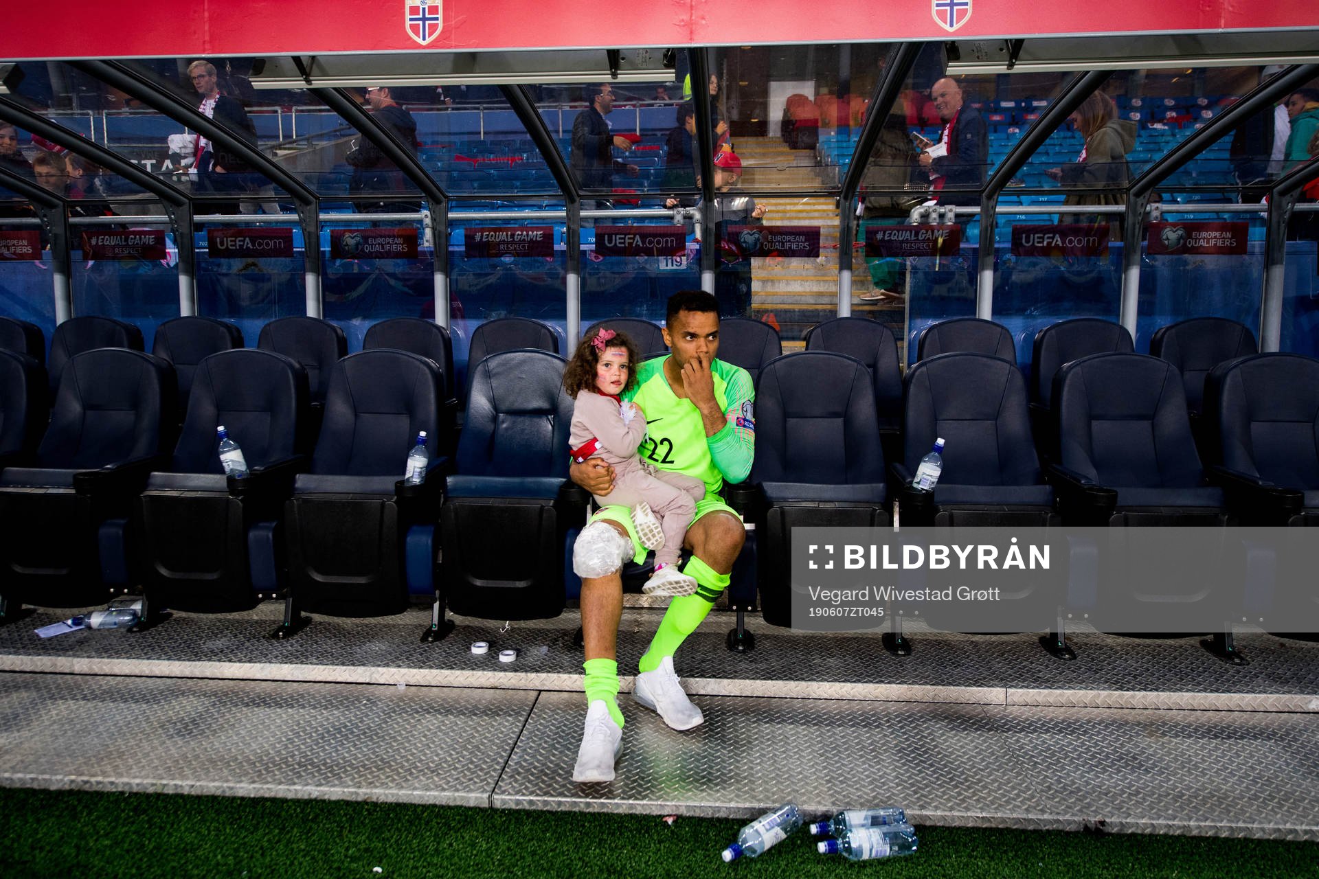 Goalkeeper Sten Grytebust of Norway looks dejected together
