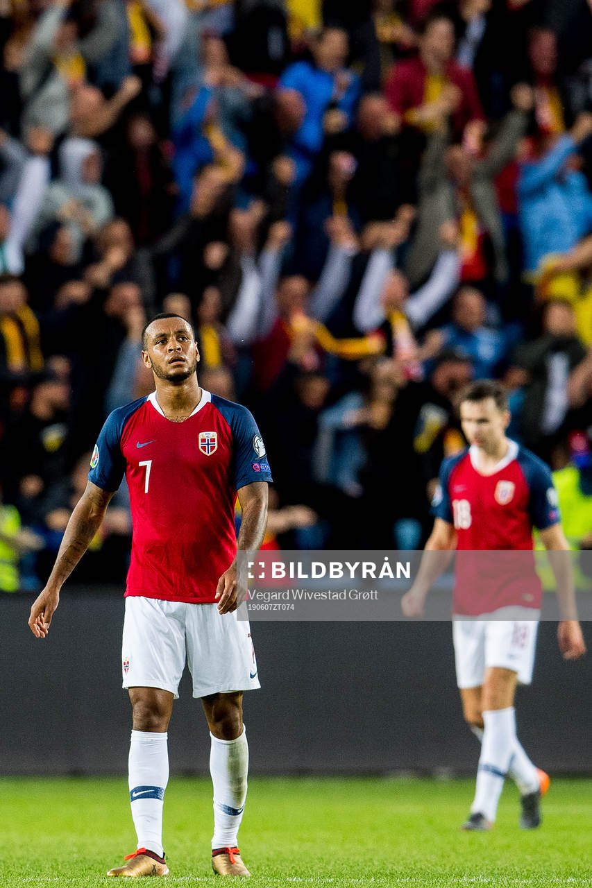Joshua King of Norway looks dejected