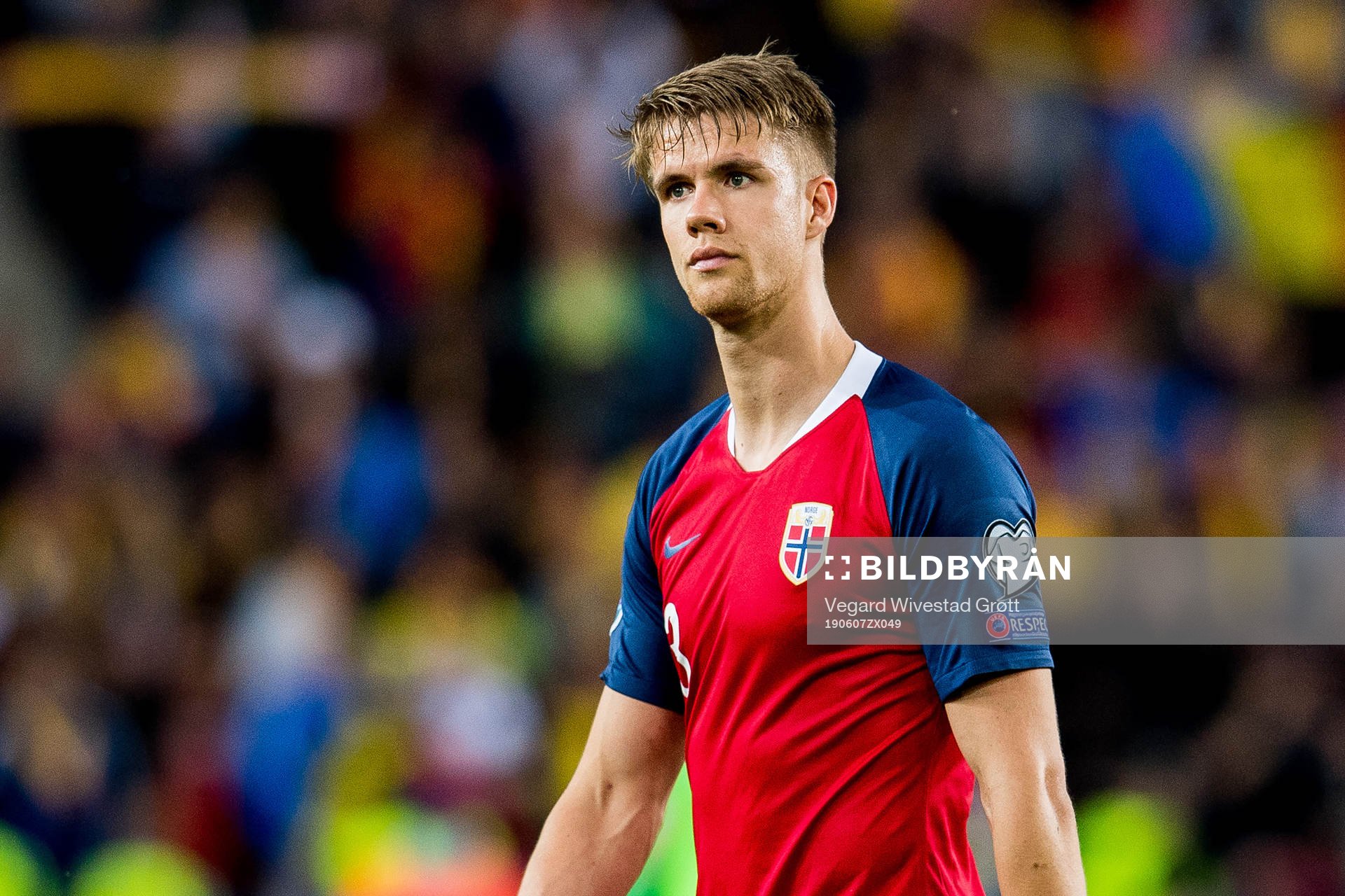 Kristoffer Ajer of Norway looks dejected
