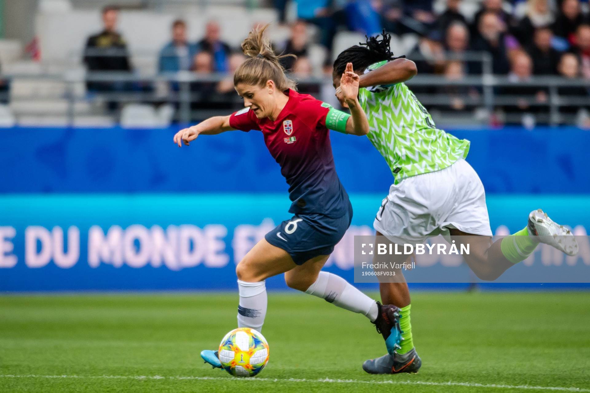 Maren Nævdal Mjelde of Norway and Desire Oparanozie of