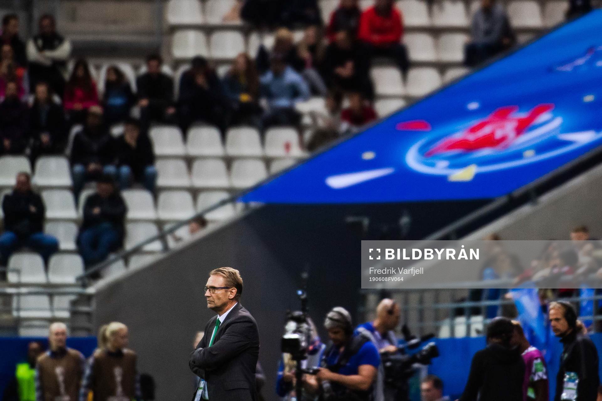 Thomas Dennerby, head coach of Nigeria, during the FIFA Women's World Cup match between Norway and Nigeria on June 8, 2019 in Reims.
