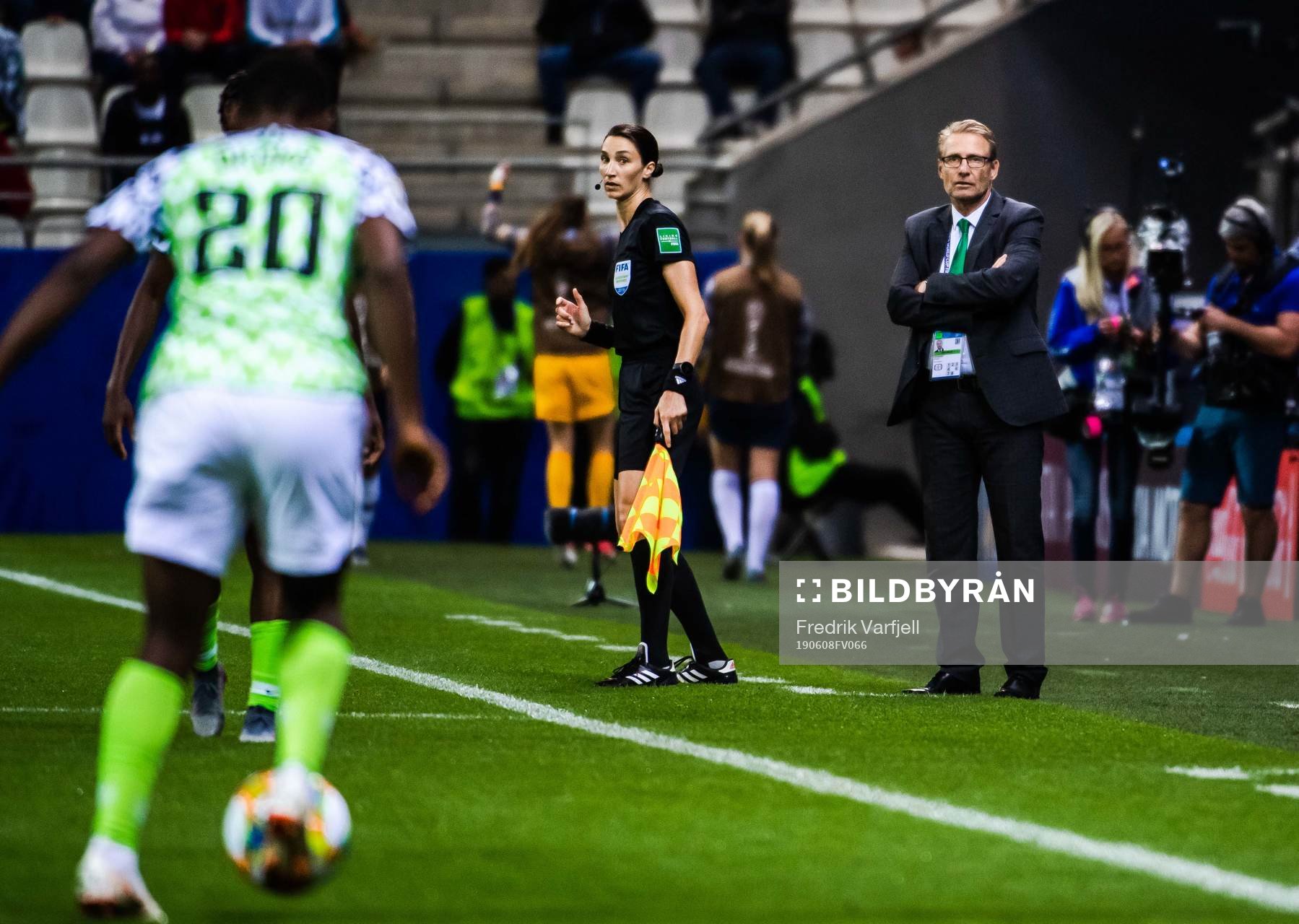 Thomas Dennerby, head coach of Nigeria, during the FIFA Women's World Cup match between Norway and Nigeria on June 8, 2019 in Reims.