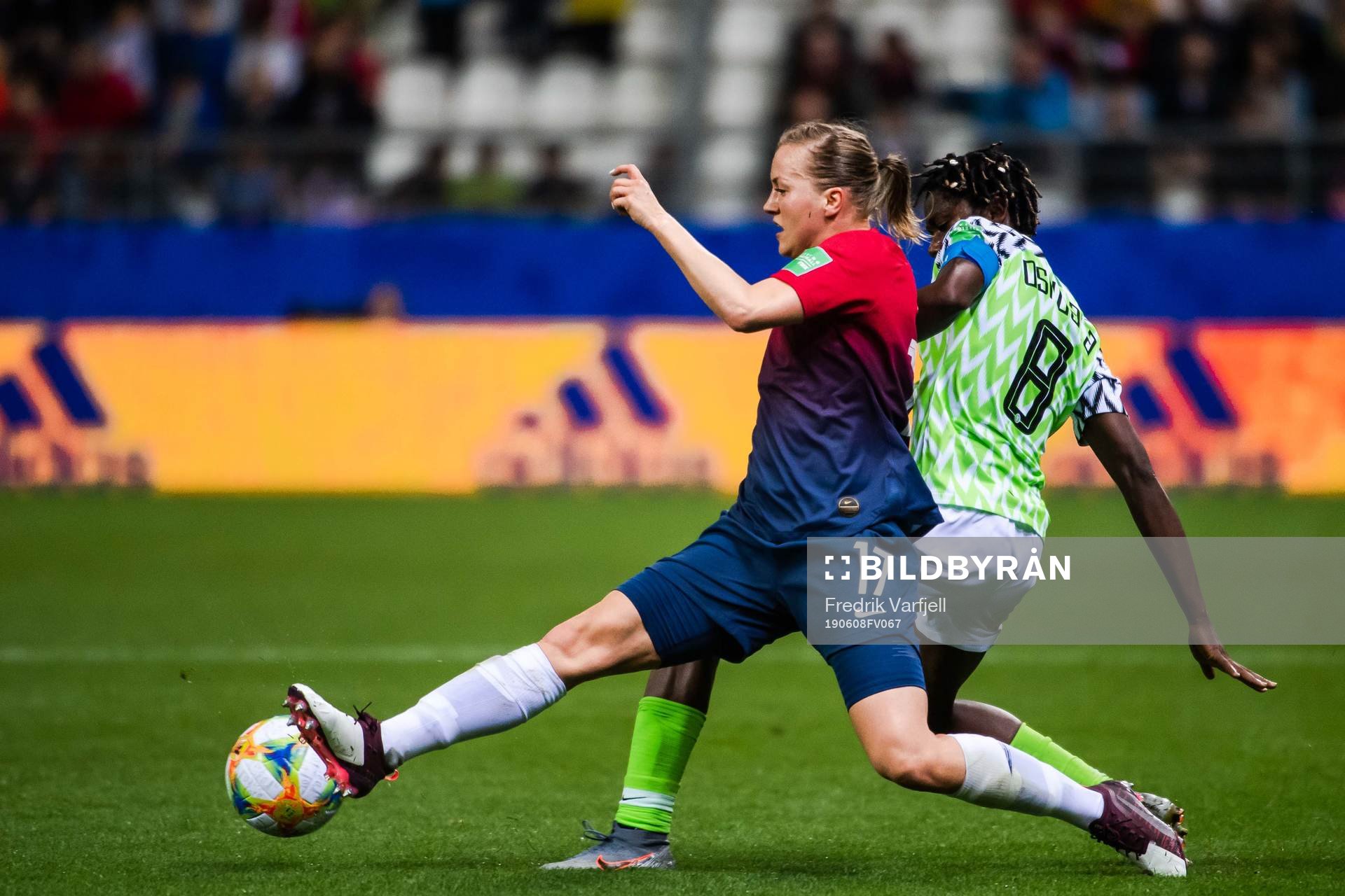 Kristine Minde of Norway and Asisat Oshoala of Nigeria
