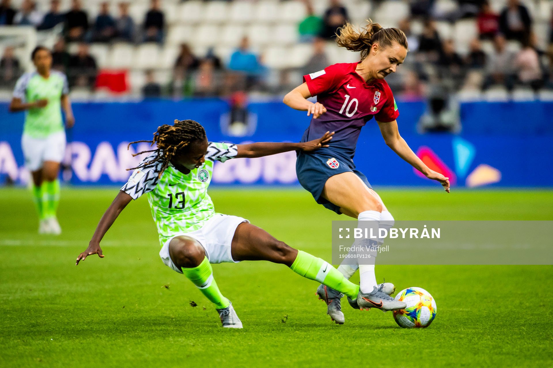 Ngozi Okobi-Okeoghene of Nigeria and Caroline Graham Hansen