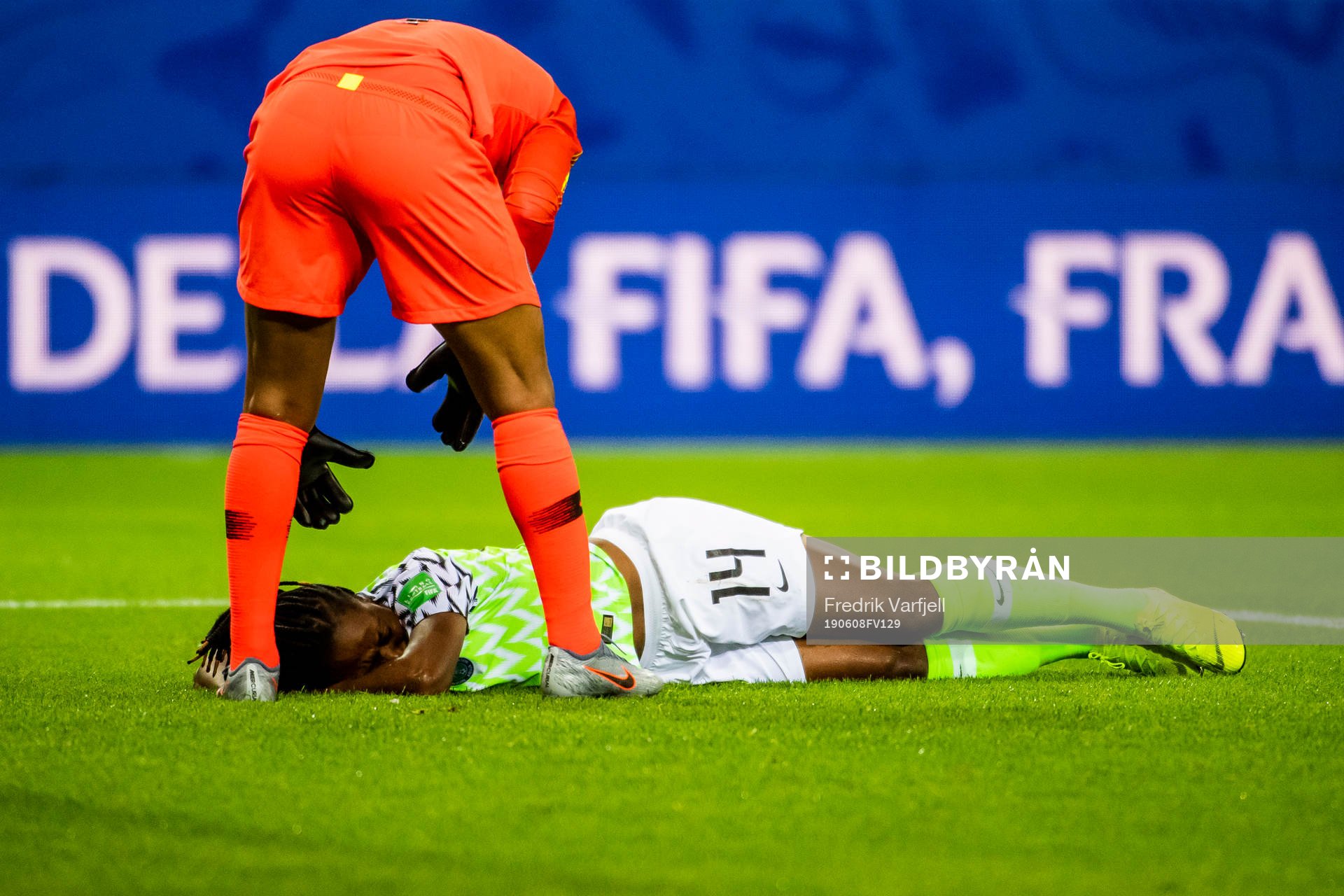 Faith Michael of Nigeria with an injury