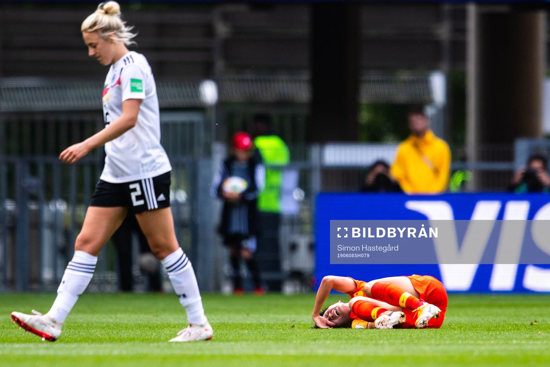 Jiahui Lou of China in pain §during the FIFA Women's World