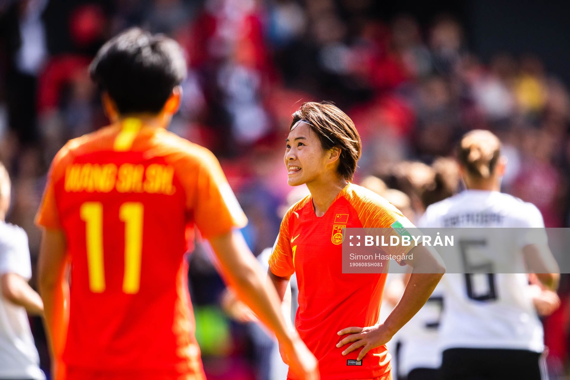 Shuang Wang of China looks dejected
