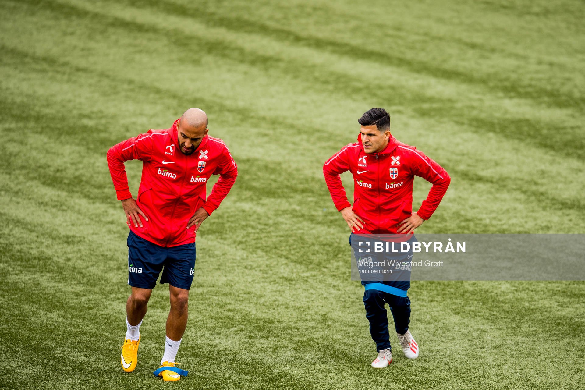 Haitam Aleesami and Tarik Elyounoussi of Norway