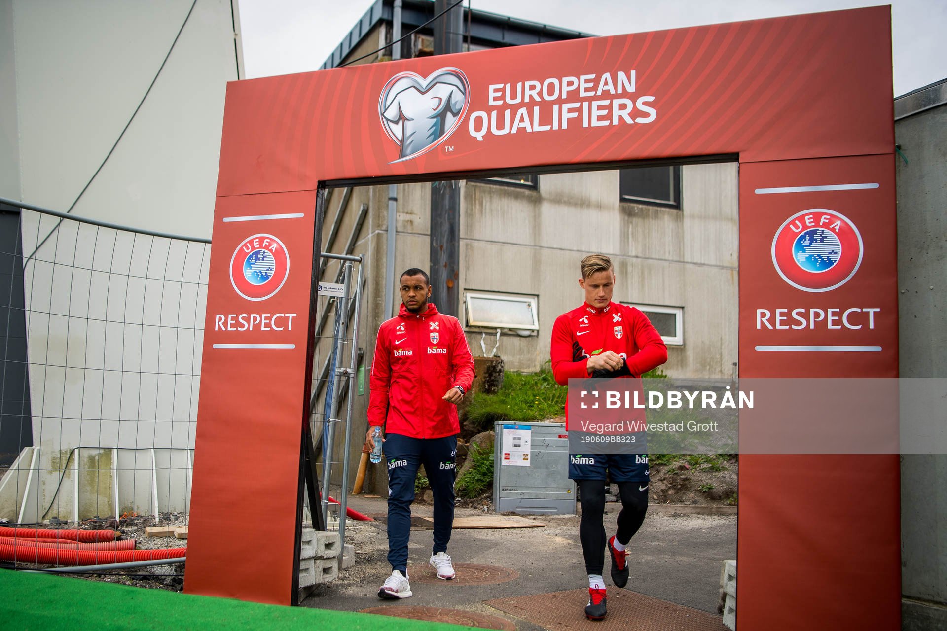 Joshua King and goalkeeper Sondre Rossbach of Norway