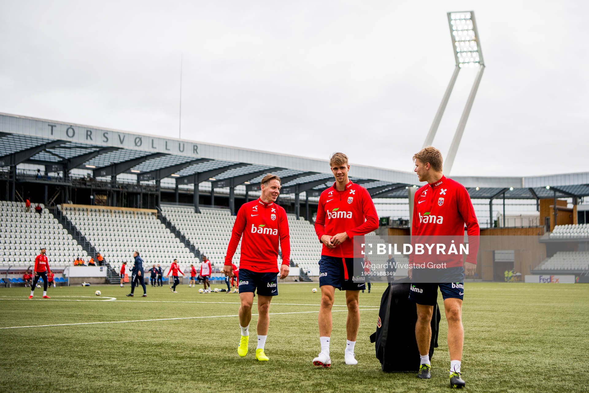 Stefan Johansen, Kristoffer Ajer and Sigurd Rosted of Norway