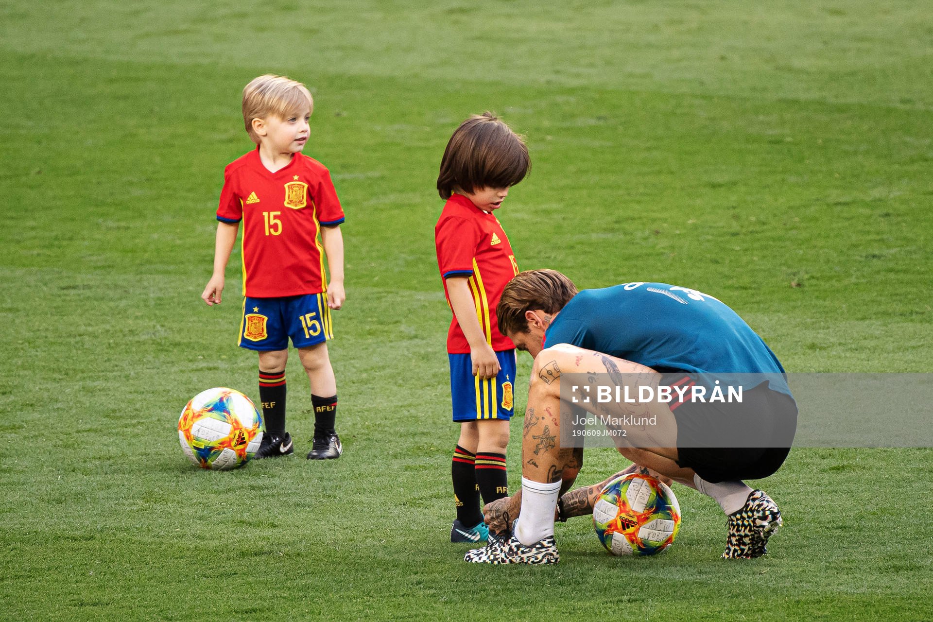 Sergio Ramos of the Spanish national football team with his