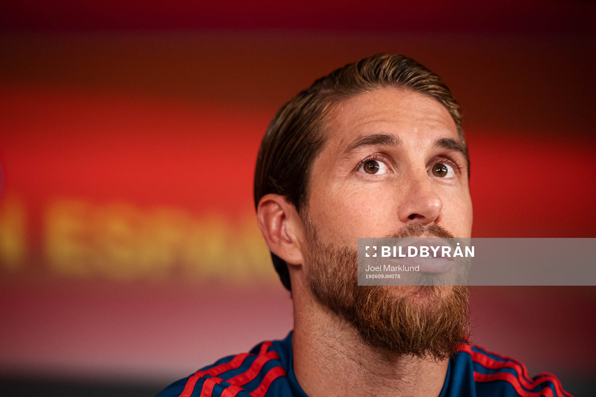 Sergio Ramos of the Spanish national football team during a press conference on June 9, 2019 in Madrid.