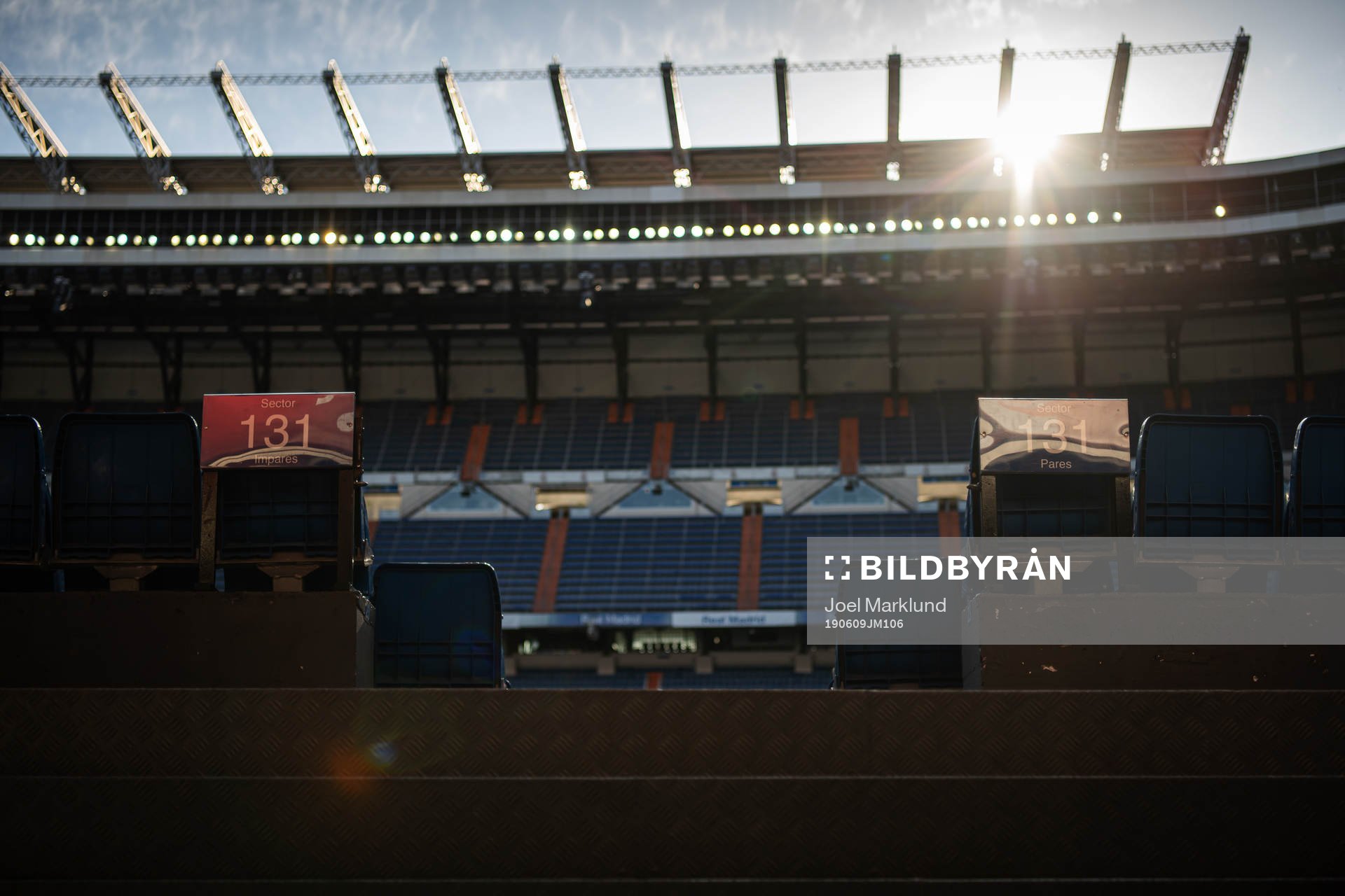 General view of a walkway up to spectator seats