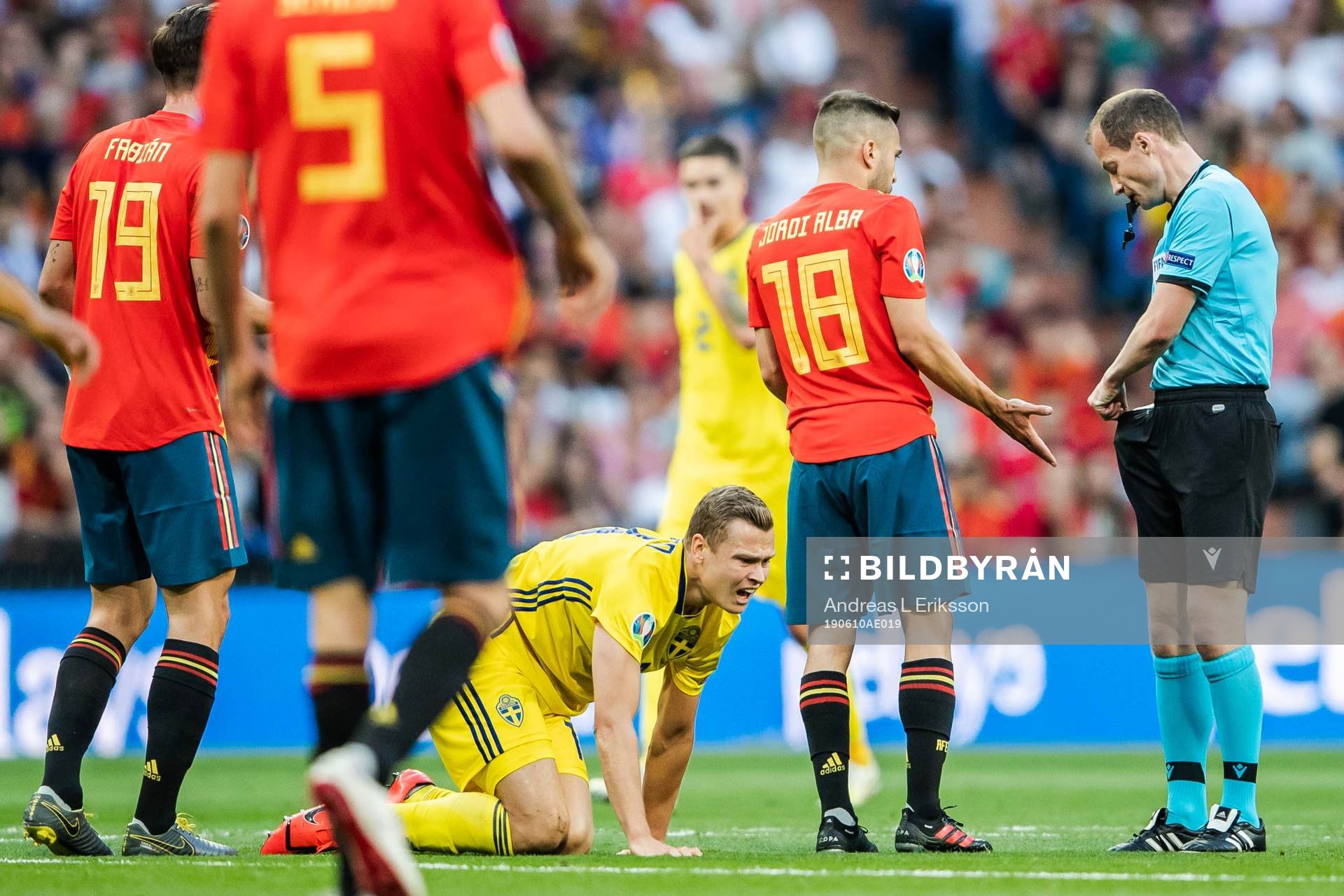 Viktor Claesson of Sweden in pain