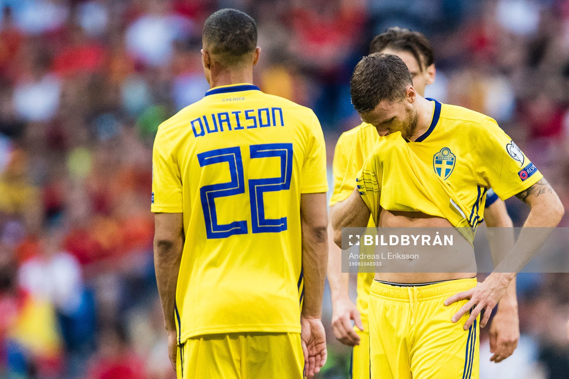 Robin Quaison and Marcus Berg of Sweden looks dejected