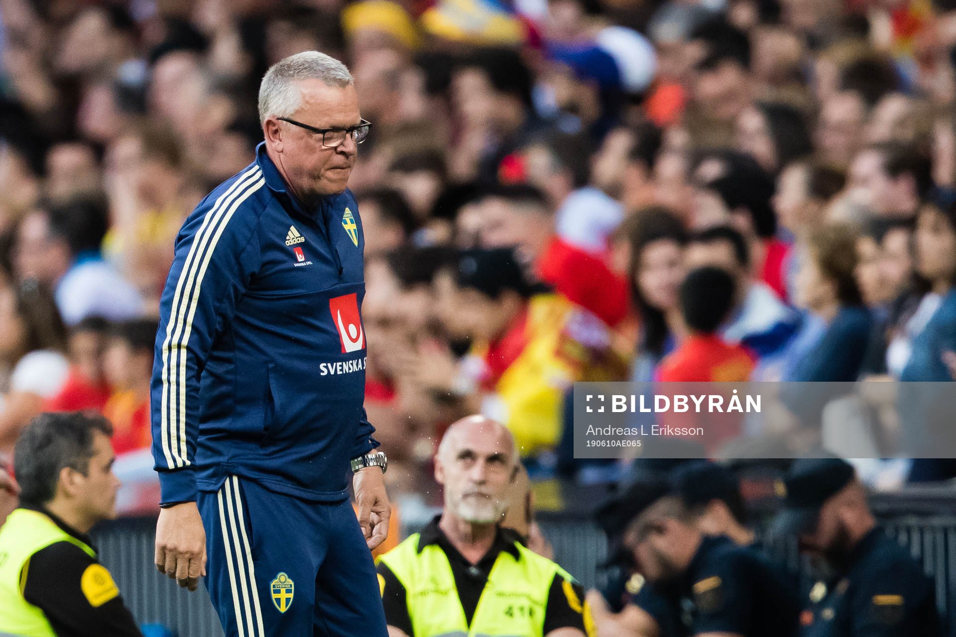 Head coach Janne Andersson looks dejected of Sweden