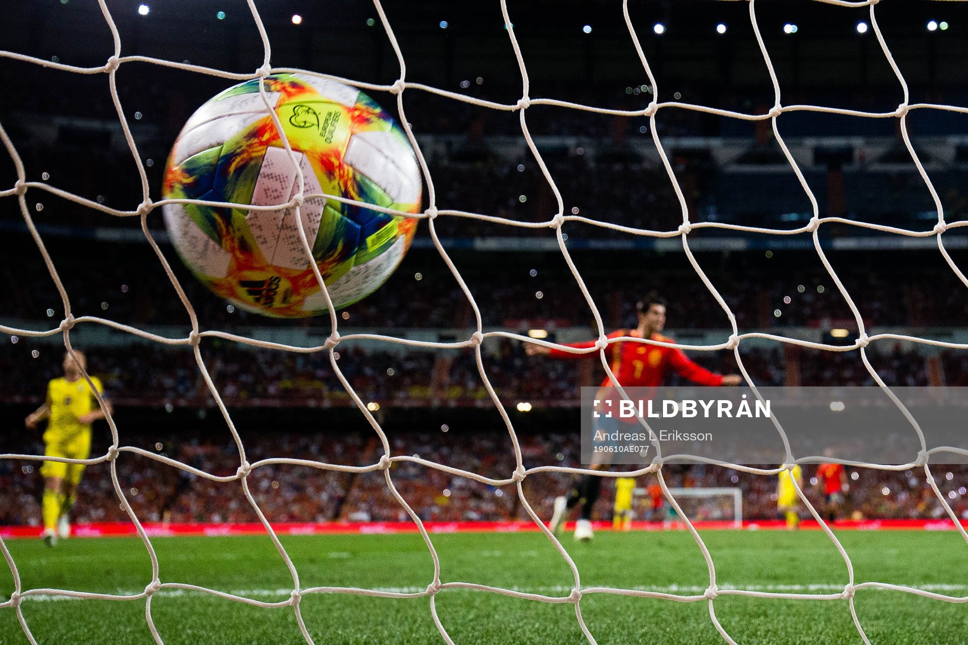 Alvaro Morata of Spain celebrates scoring 2-0 at a penalty