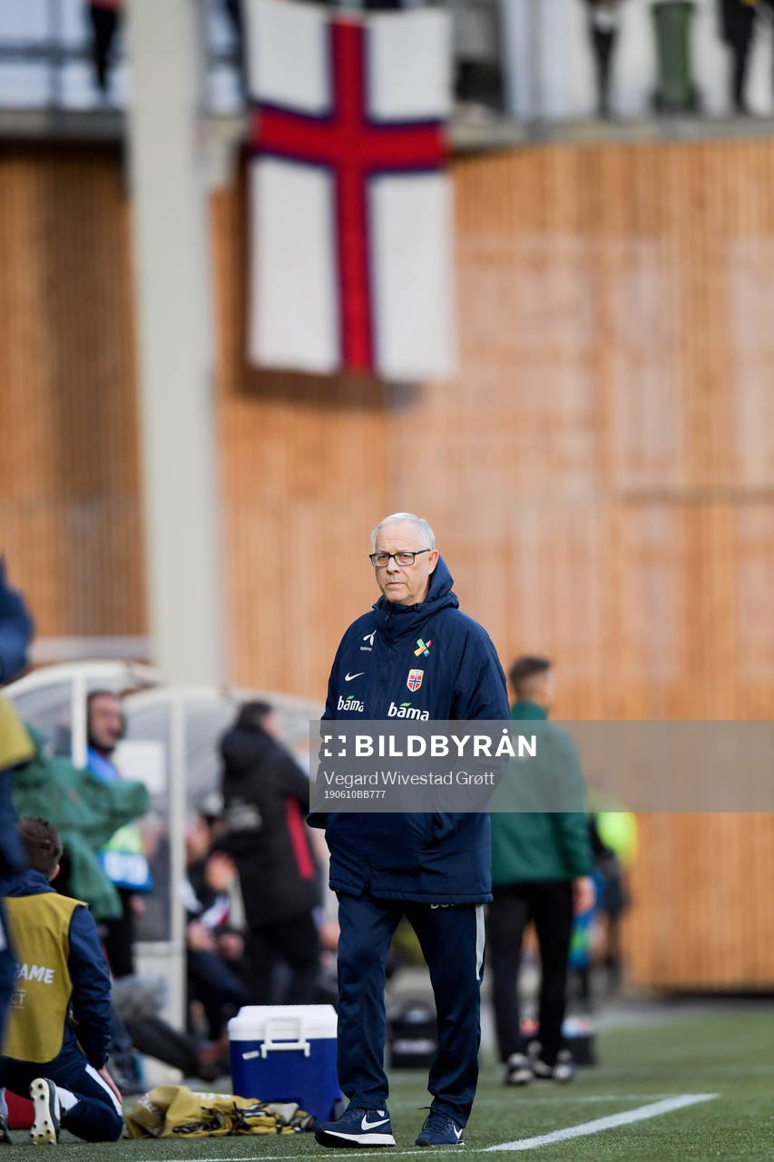 Lars Lagerbäck, head coach of Norway, during the UEFA Euro Qualifier football match between Faroe Islands and Norway on June 10, 2019 in Torshavn.