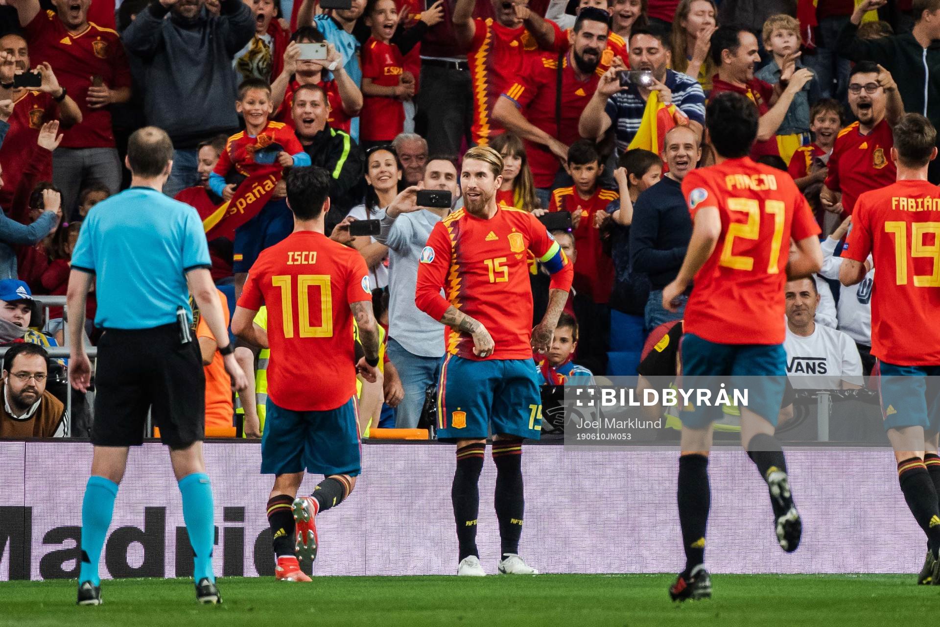 Sergio Ramos of Spain celebrate with teammates
