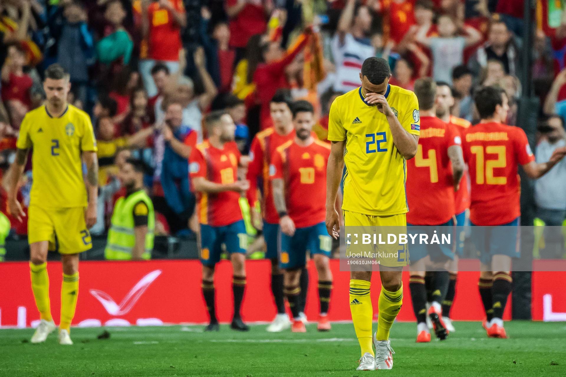 Robin Quaison of Sweden looks dejected
