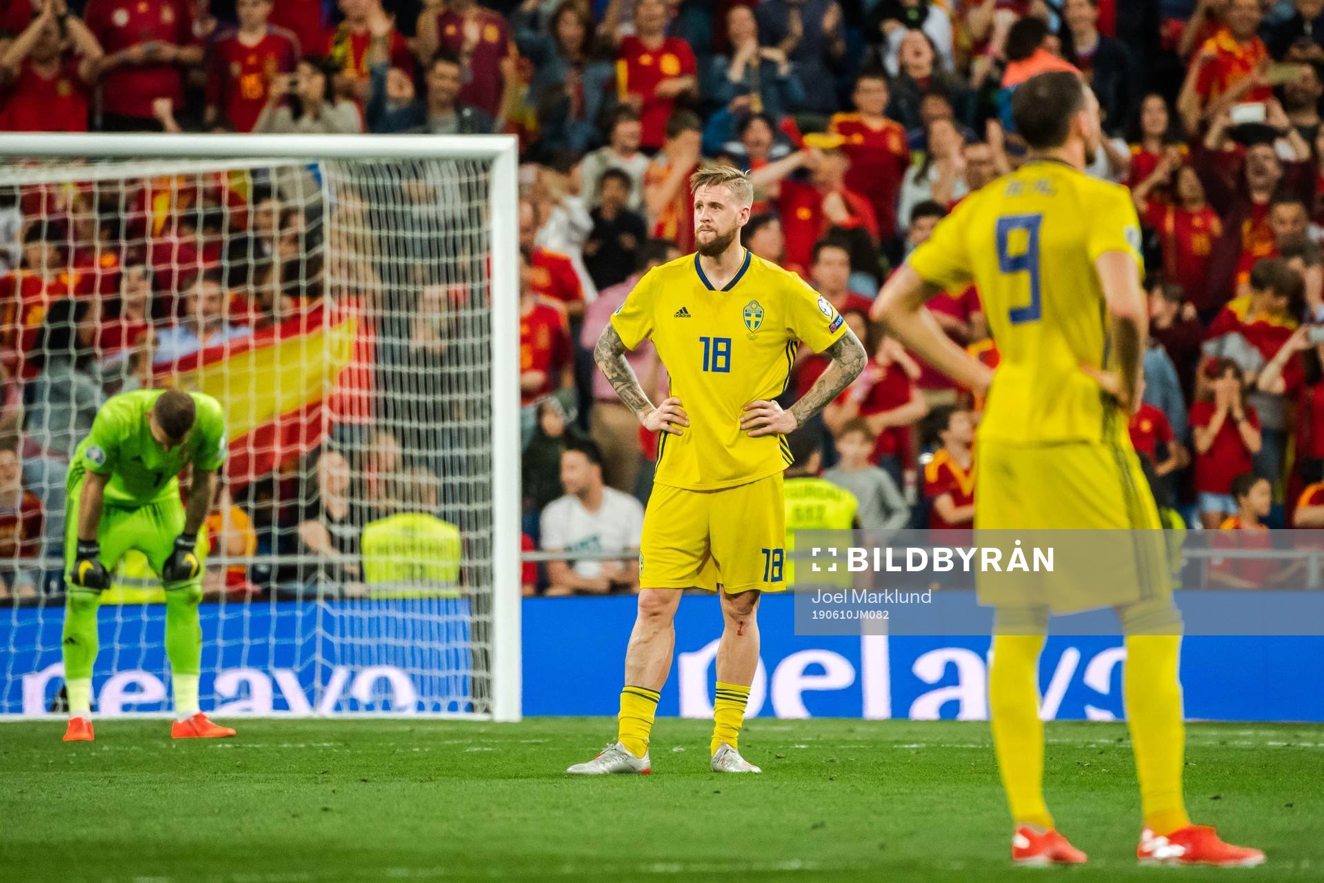 Goalkeeper Robin Olsen, Pontus Jansson and Marcus Berg of