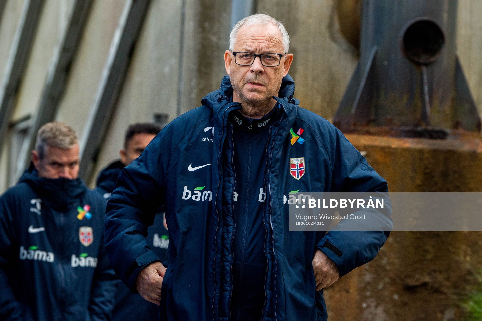 Lars Lagerbäck, head coach of Norway, at half time