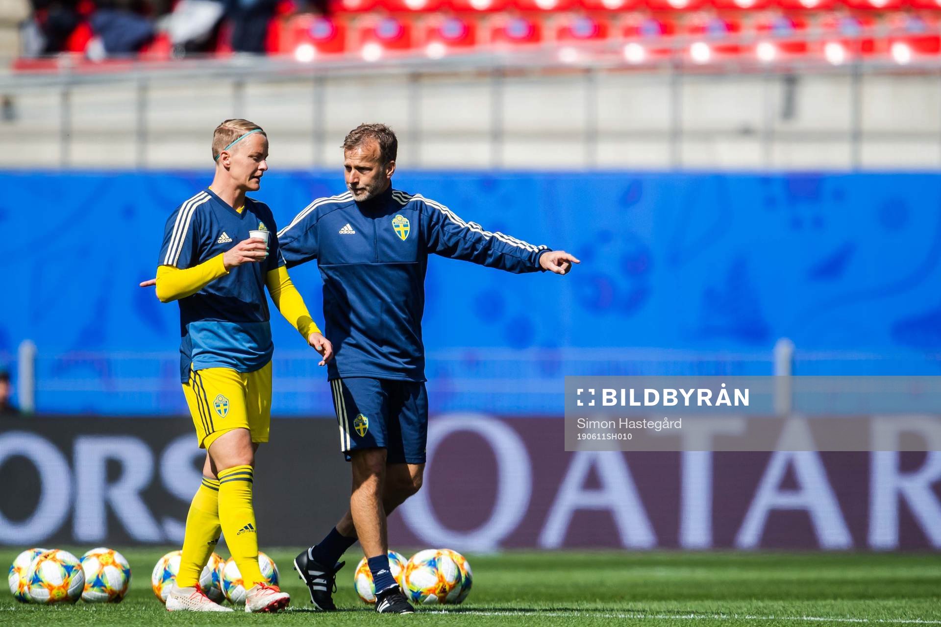 Nilla Fischer and physio Pontus Ekblom of Sweden