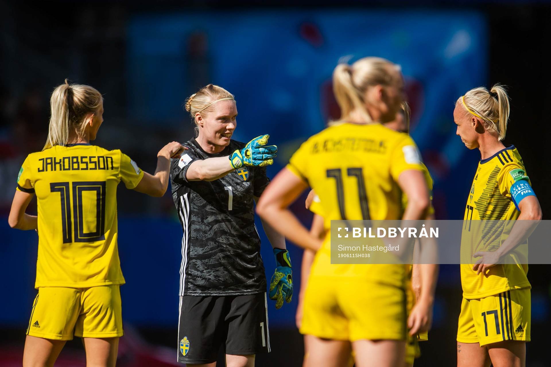 Sofia Jakobsson, goalkeeper Hedvig Lindahl and Caroline