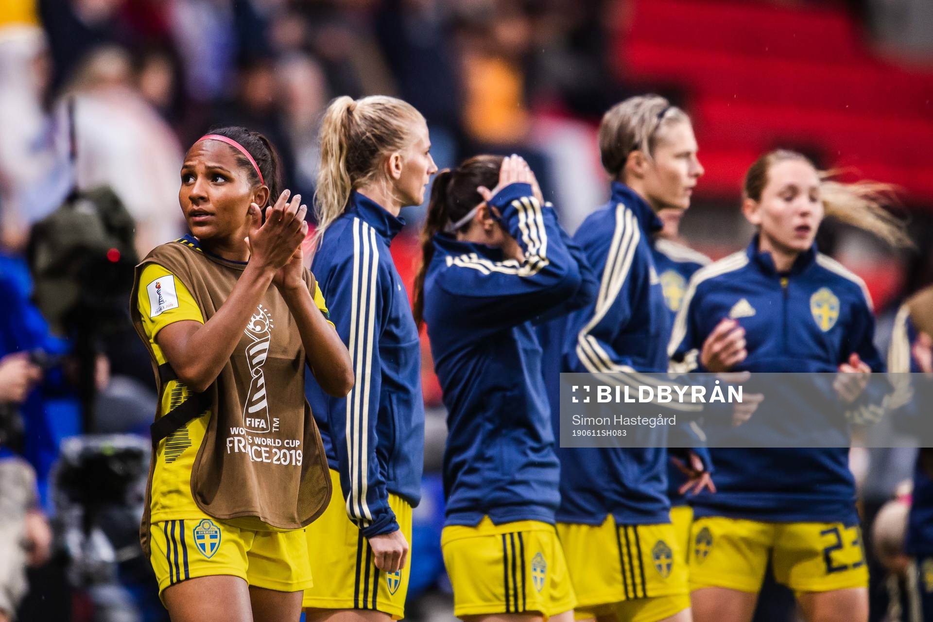 Madelen Janogy of Sweden warms up