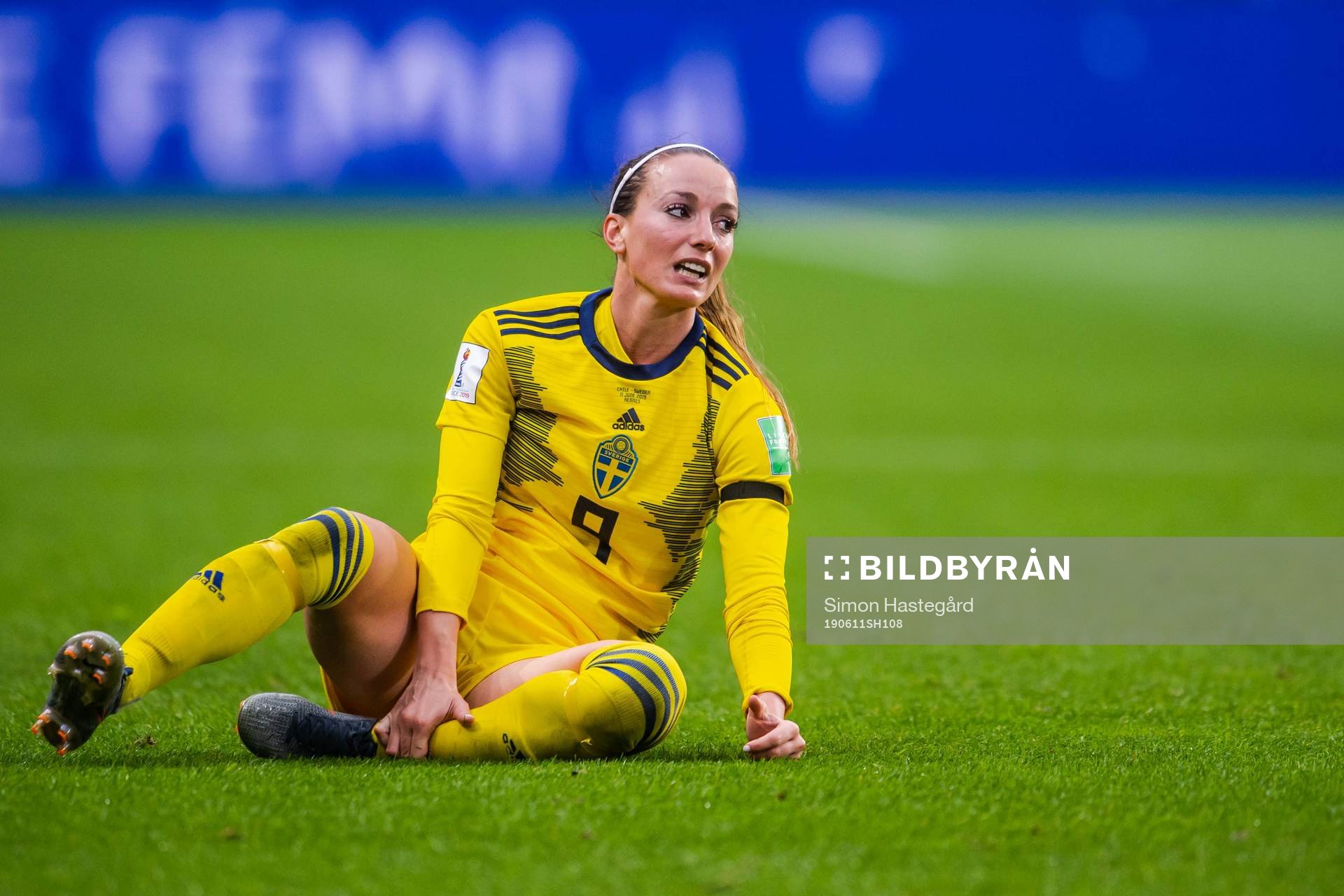 Kosovare Asllani of Sweden in pain
