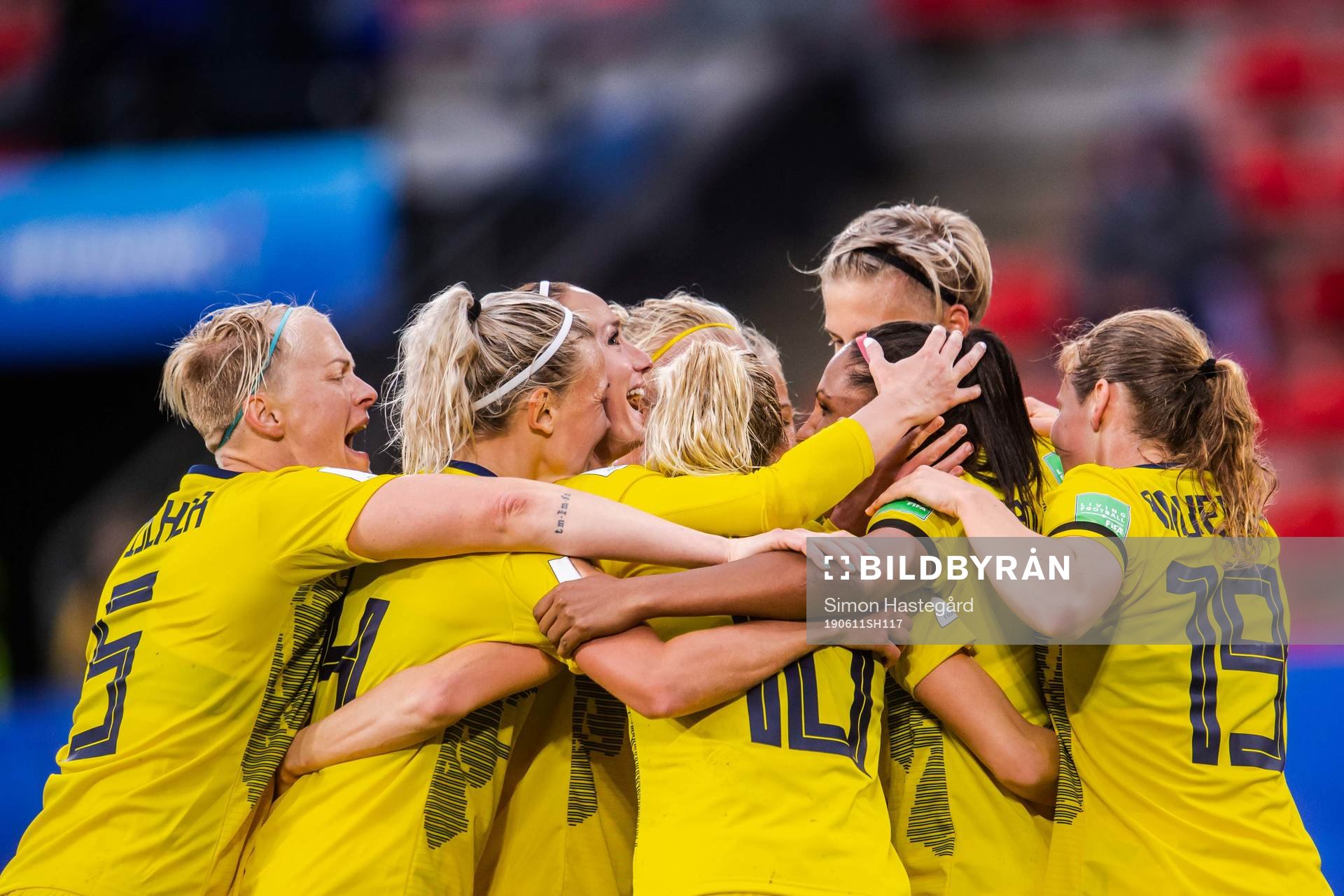 Madelen Janogy of Sweden celebrate with teammates