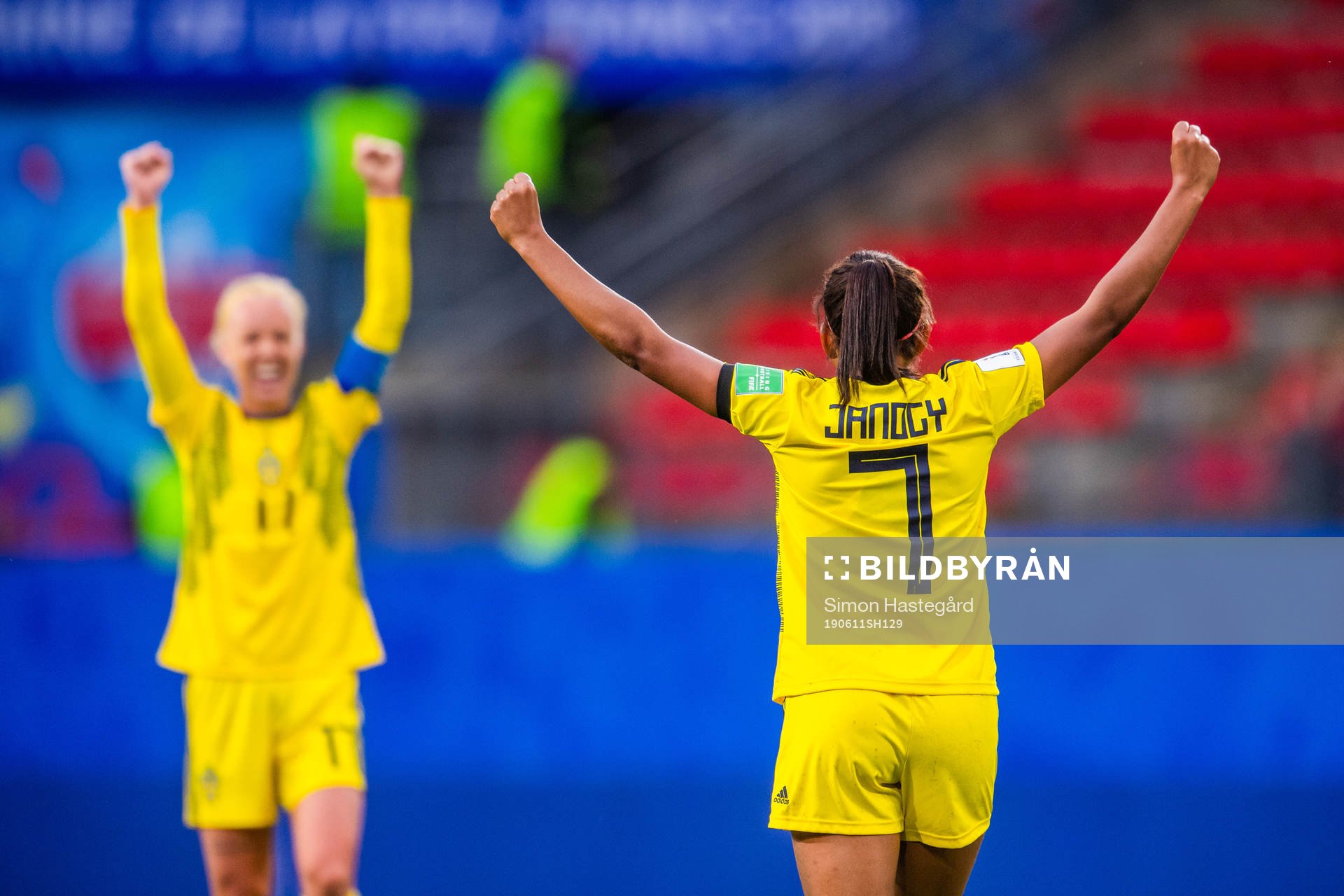Madelen Janogy of Sweden celebrates