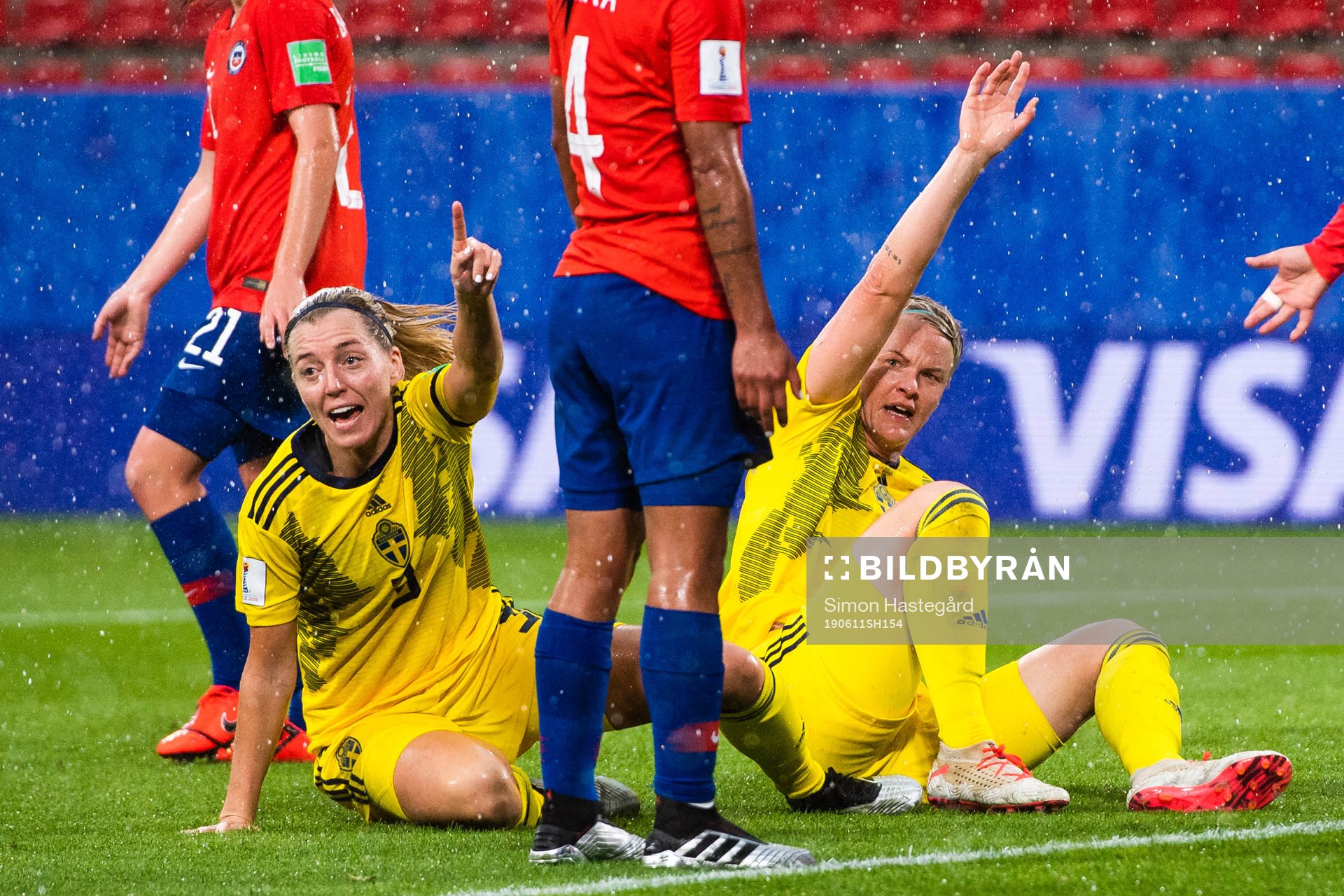 Linda Sembrant and Nilla Fischer of Sweden reacts
