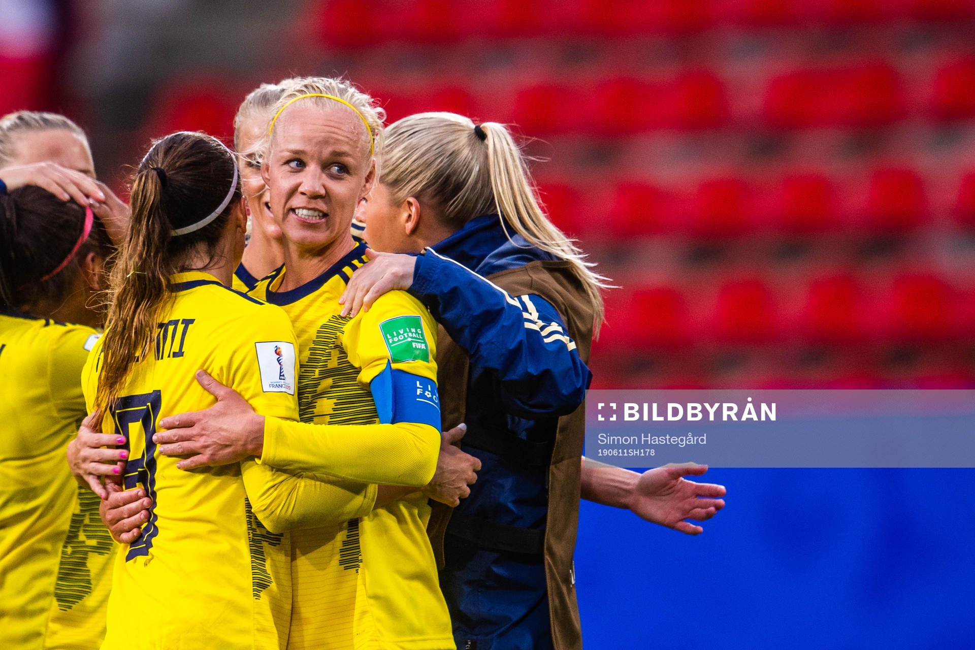 Kosovare Asllani and Caroline Seger of Sweden celebrate
