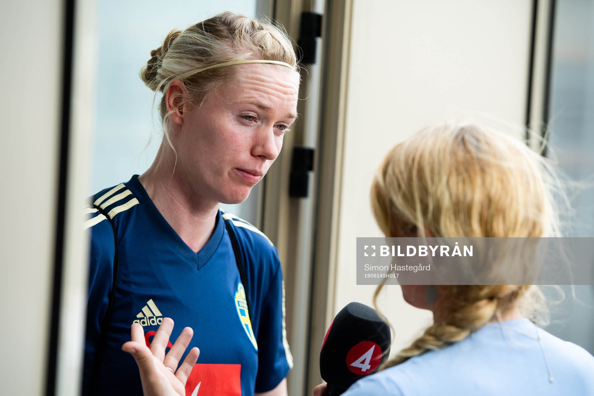Goalkeeper Hedvig Lindahl  of Sweden in t a he mixed zone