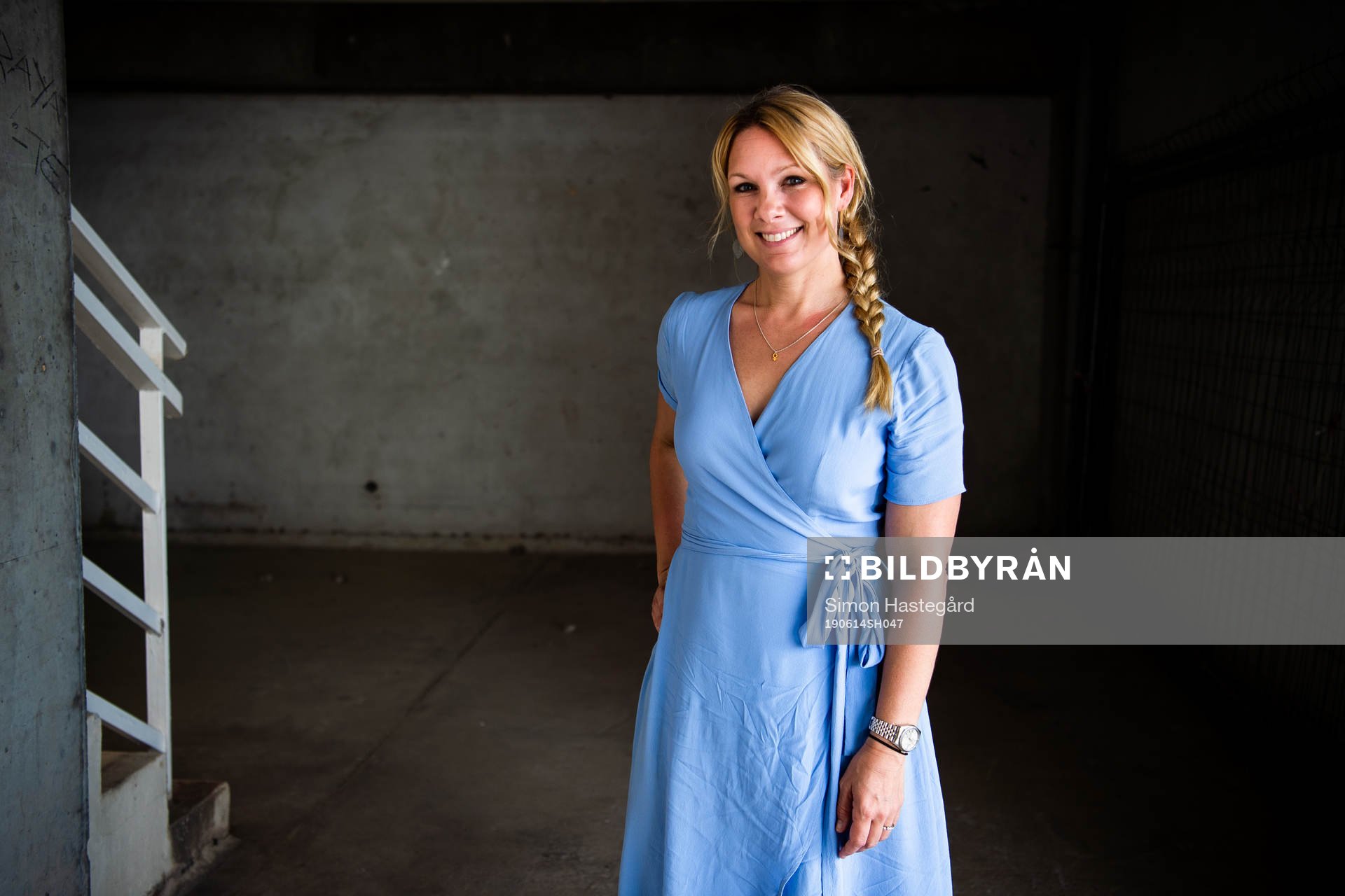 Anna Brolin of Swedish television network Tv4, poses for a portrait after a training session with the Swedish nation Women's team on June 14, 2019 in Nice.