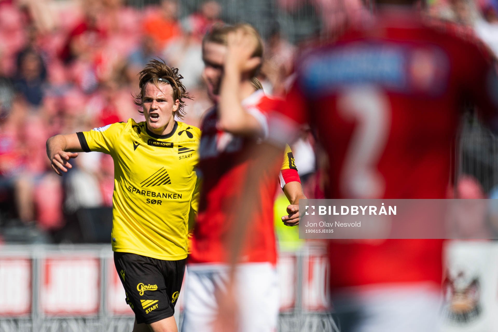 Tobias Christensen of Start celebrates scoring 3-2