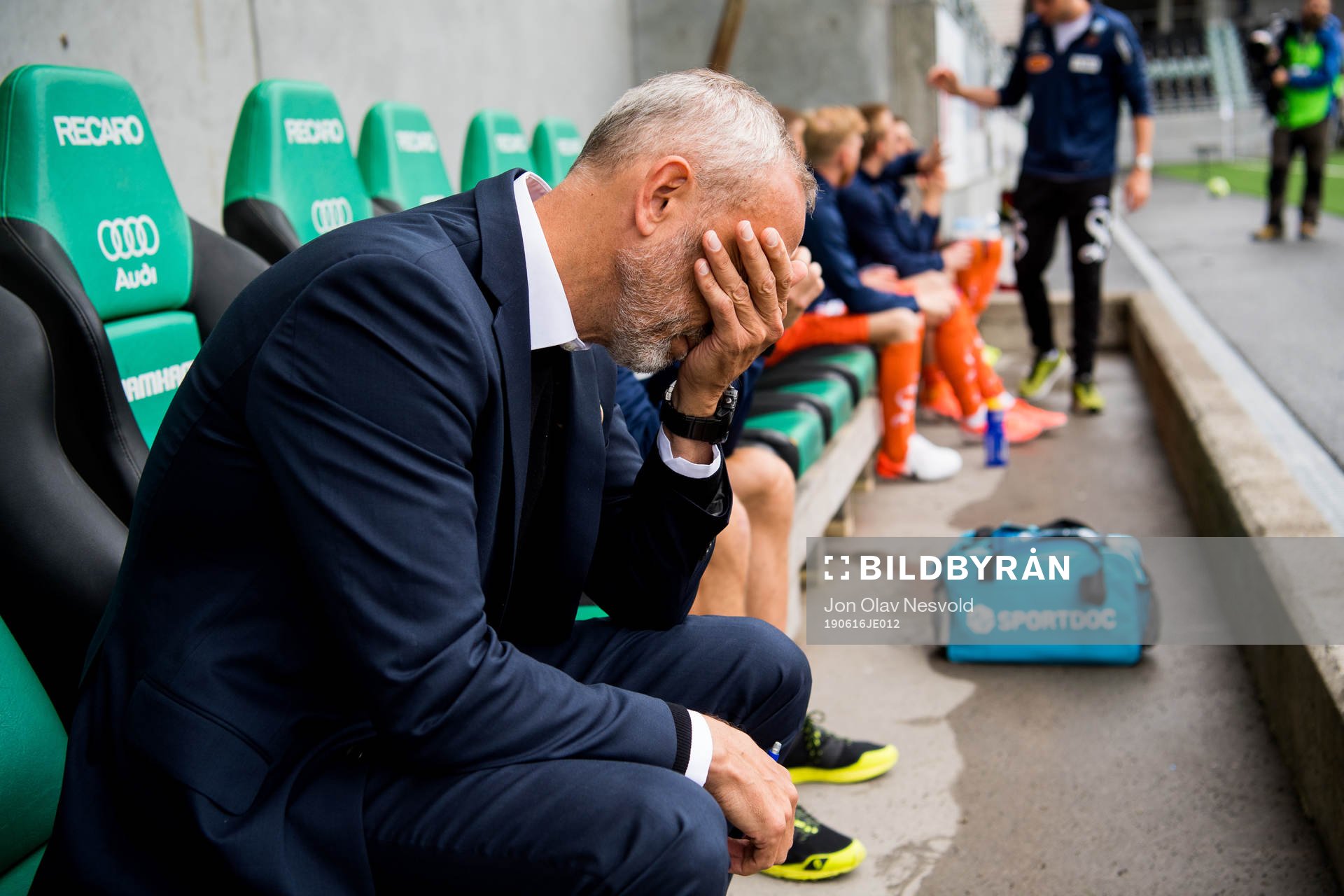 Lars Bohinen, head coach of Aalesund, looks dejected