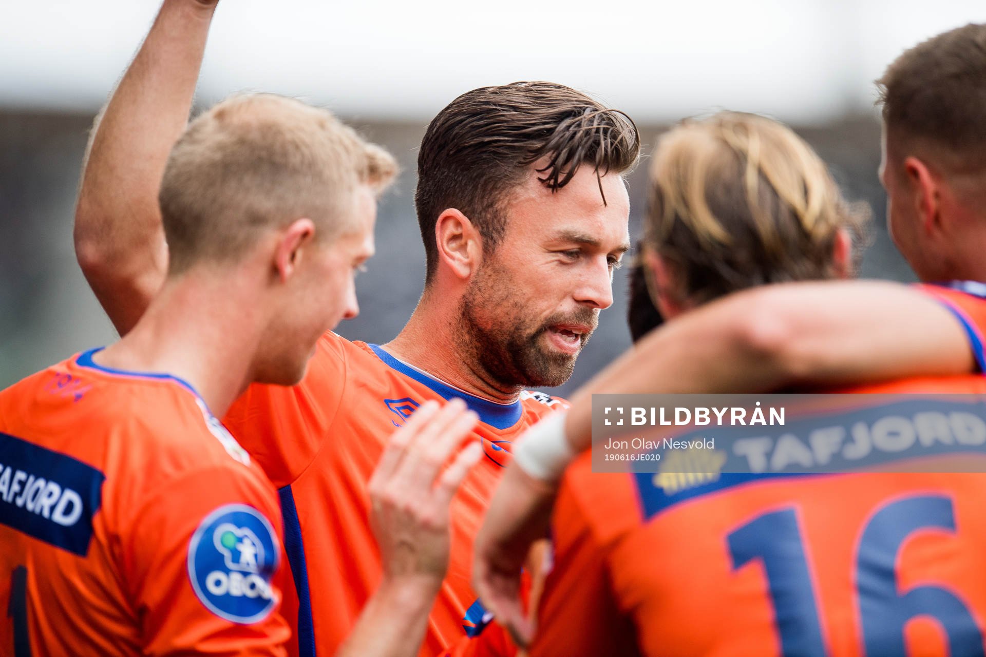 Kaj Ramsteijn of Aalesund celebrates with teammates