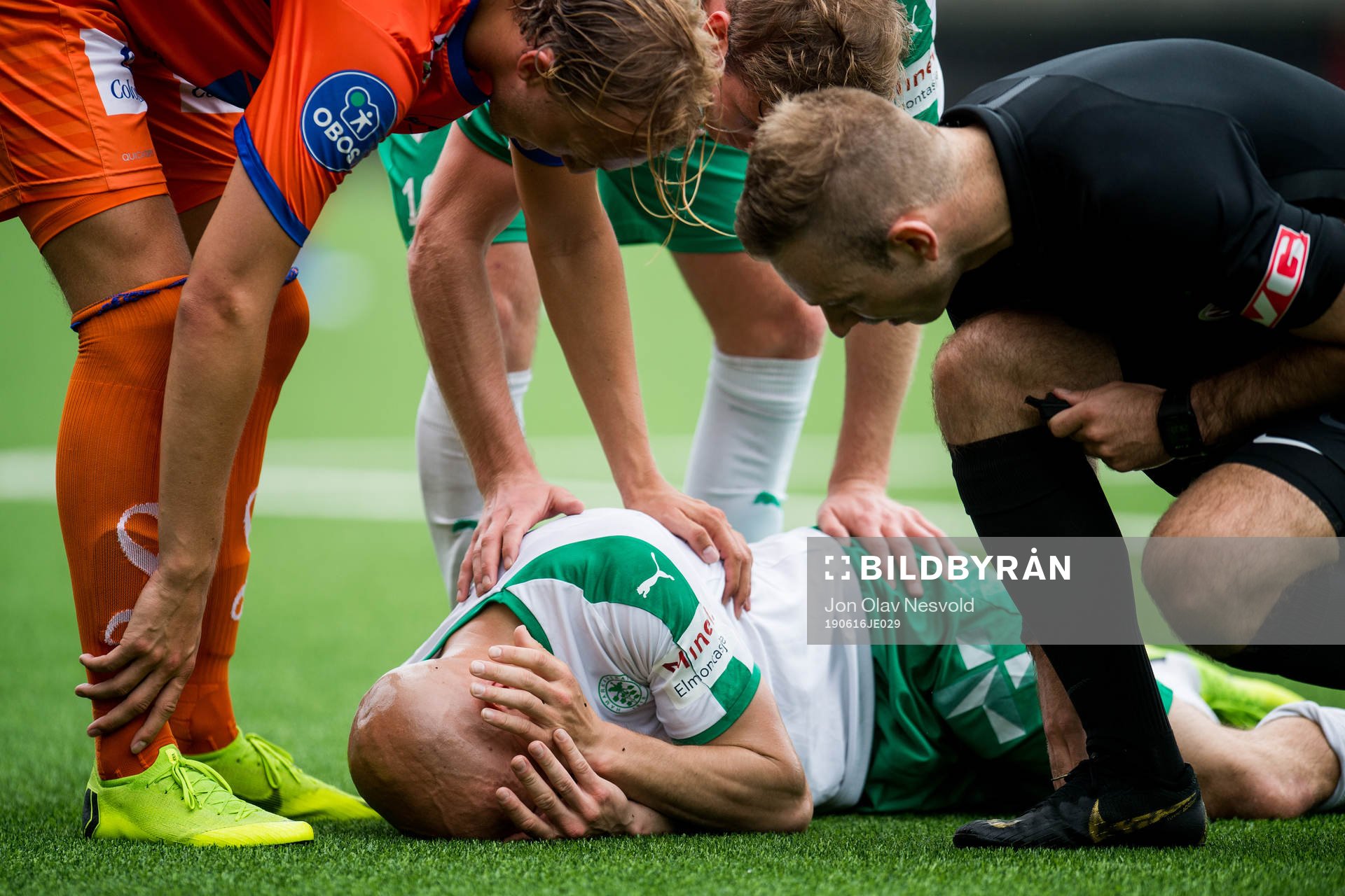 Hans Norbye of HamKam with an injury