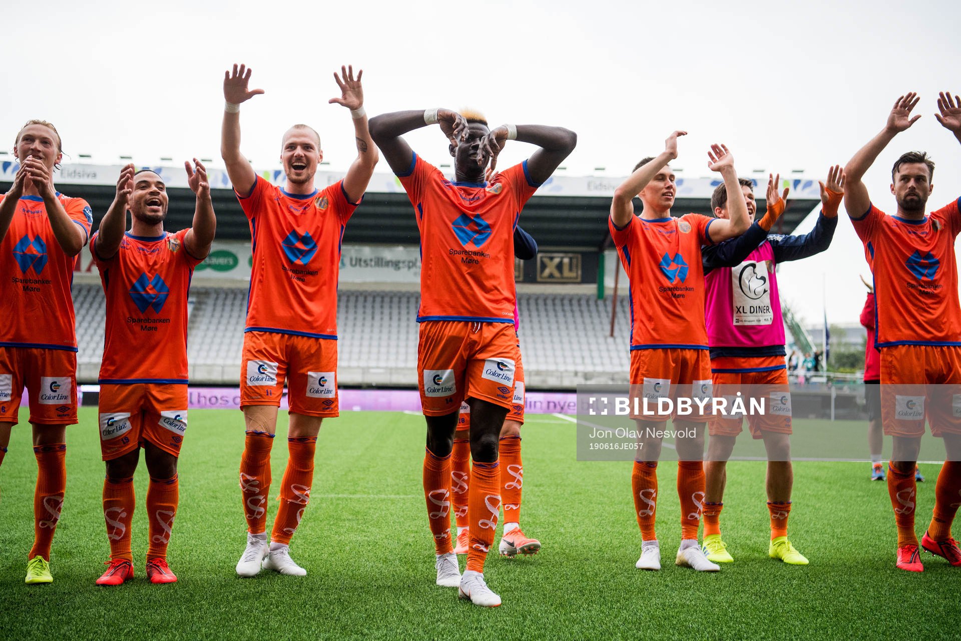 Pape Habib Gueye of Aalesund celebrates with teammates