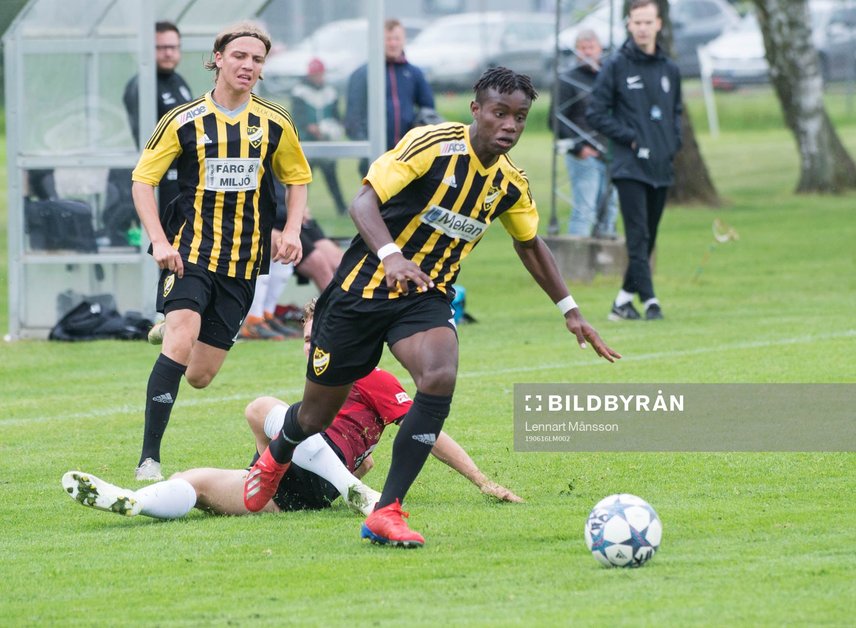 IFK Hässleholms Carl Mujaguzi i matchen i juniorallsvenskan division 1 mellan IFK Hässleholm och Landskrona BoIS i Hässleholm 16 juni 2019.