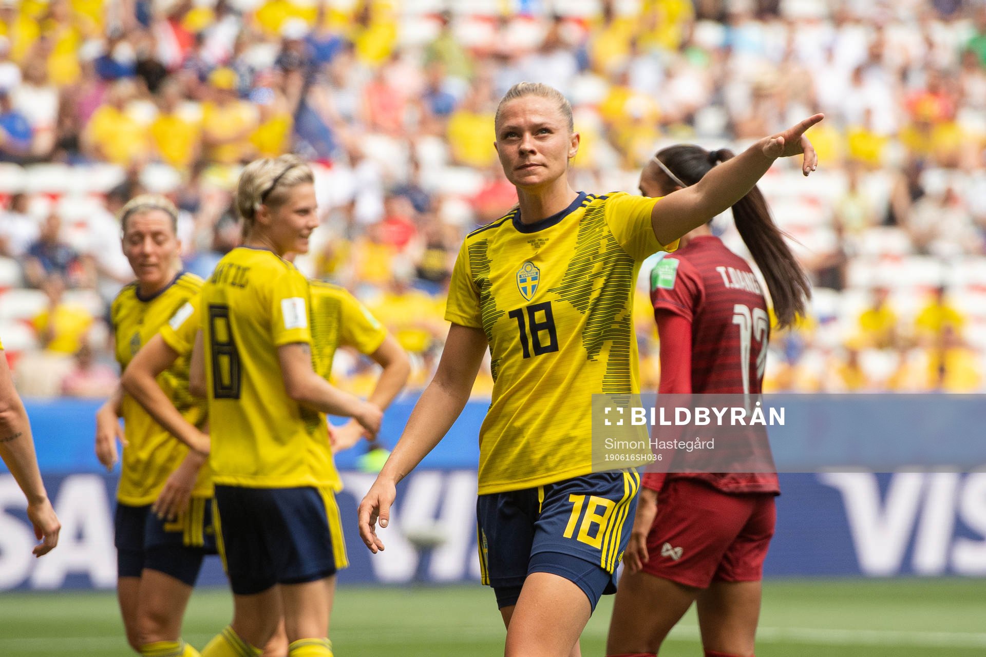 Fridolina Rolfö of Sweden gestures